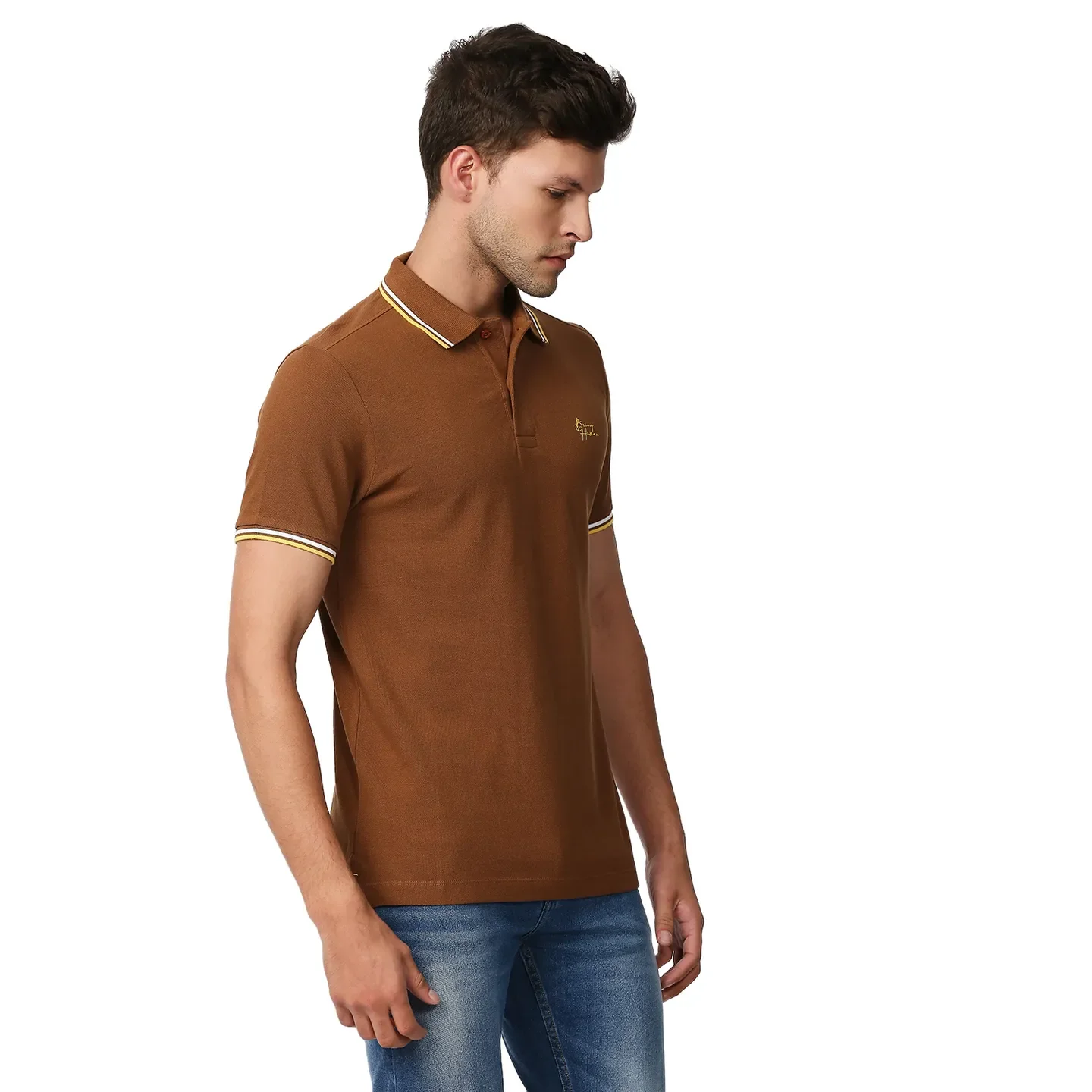 Brown Regular Fit Men's Polo T-Shirt by Being Human Clothing - Image 3