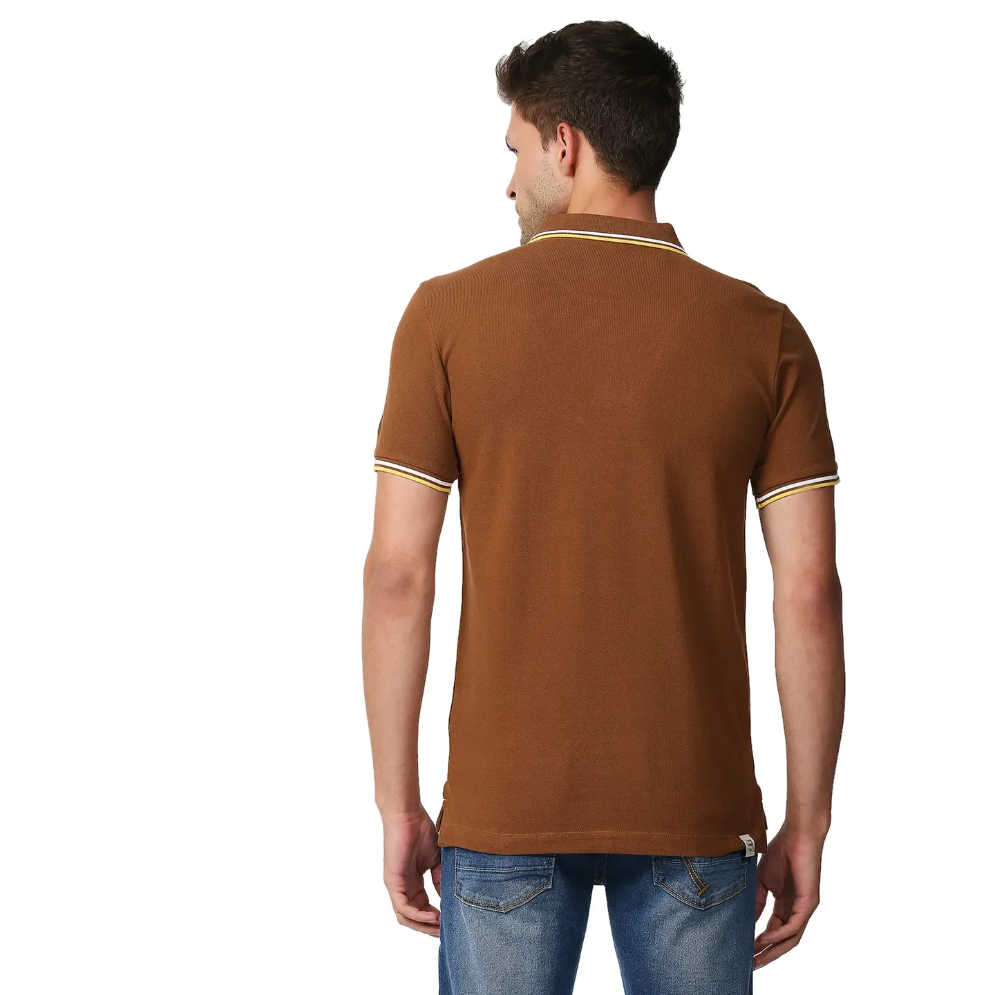 Brown Regular Fit Men's Polo T-Shirt by Being Human Clothing - Image 4
