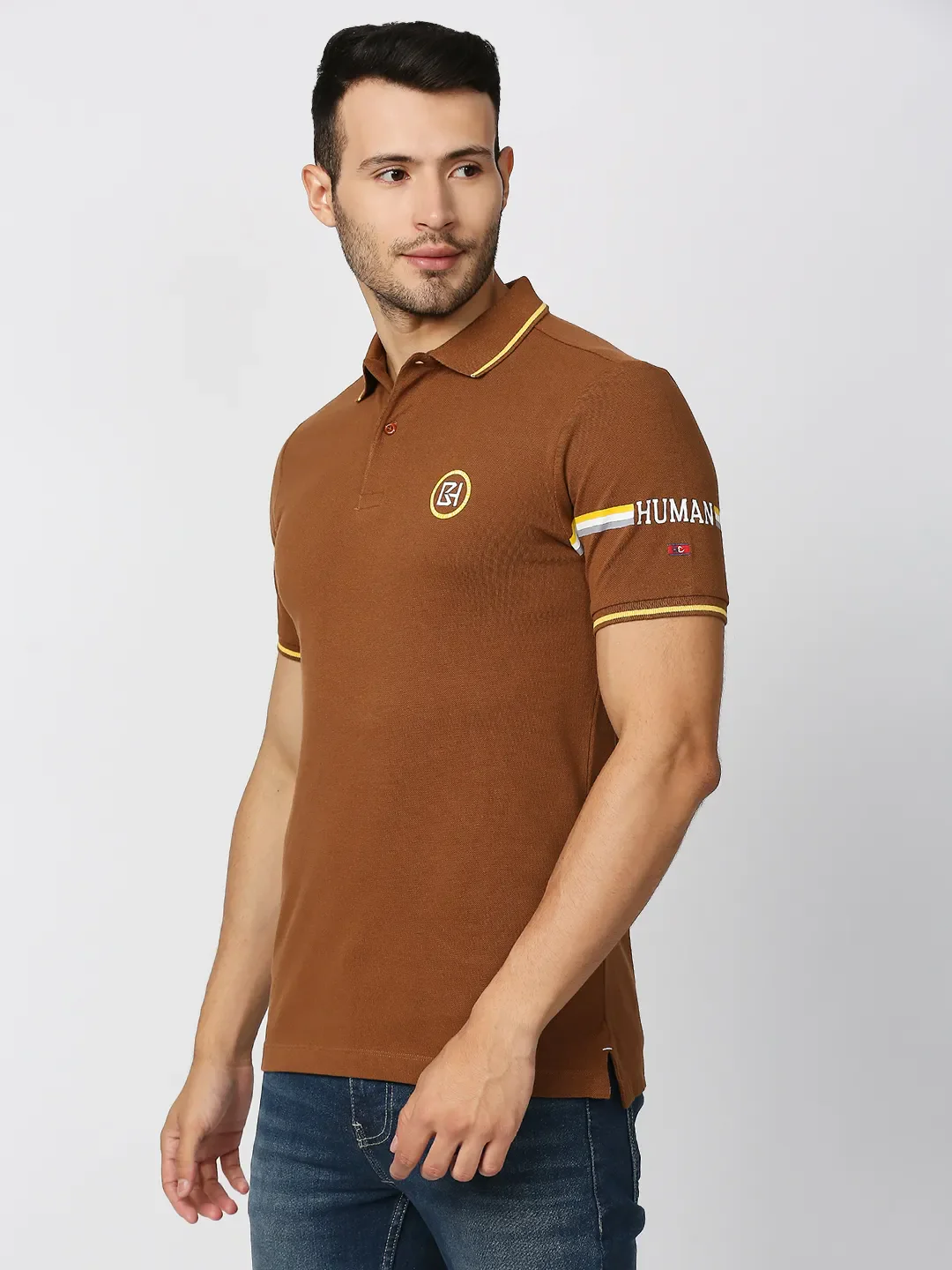 Brown Regular Fit Men's Polo T-Shirt by Being Human Clothing - Image 2