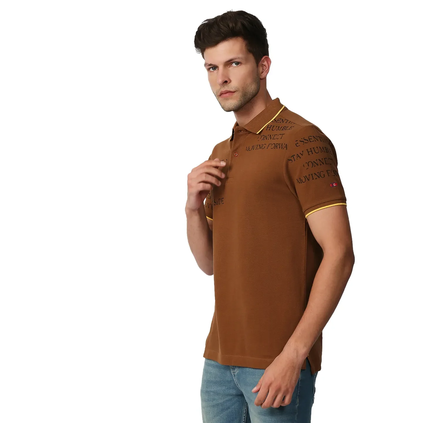 Brown Regular Fit Men's Polo T-Shirt by Being Human Clothing - Image 2