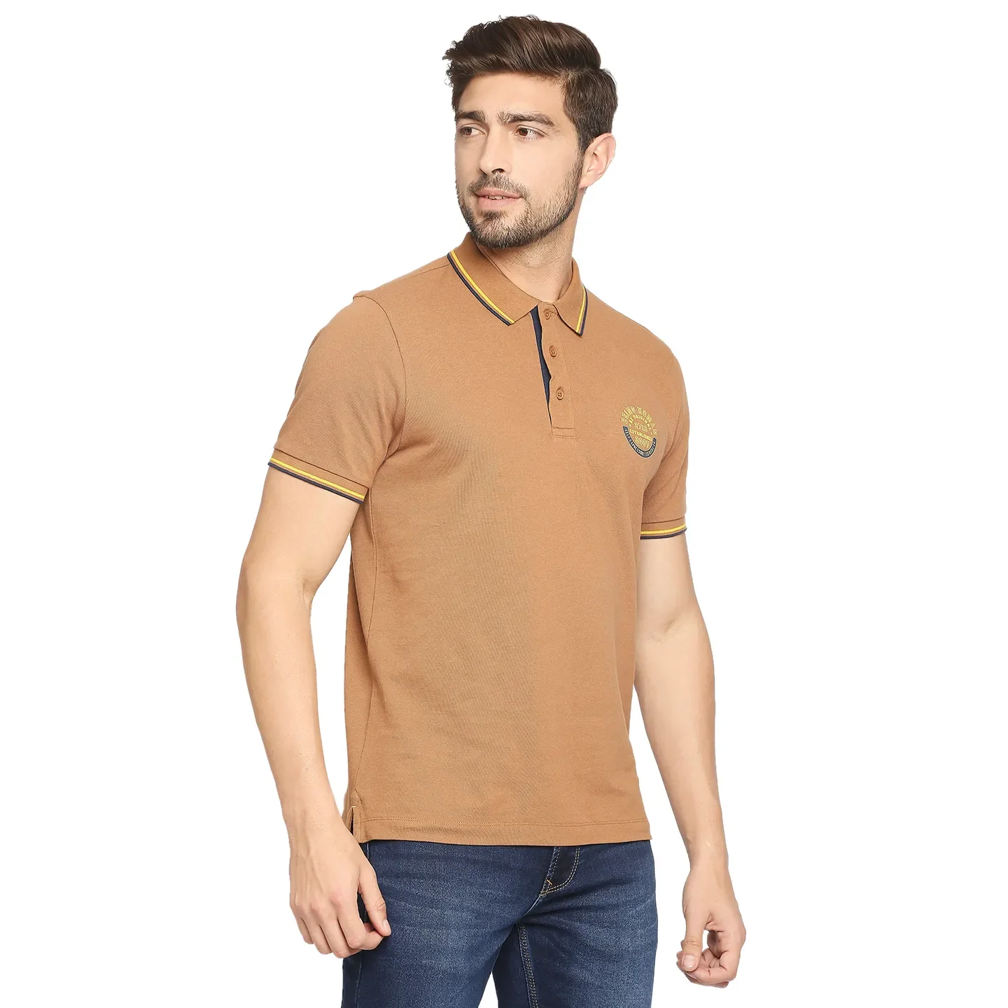 Brown Regular Fit Men's Polo T-Shirt by Being Human Clothing - Image 5