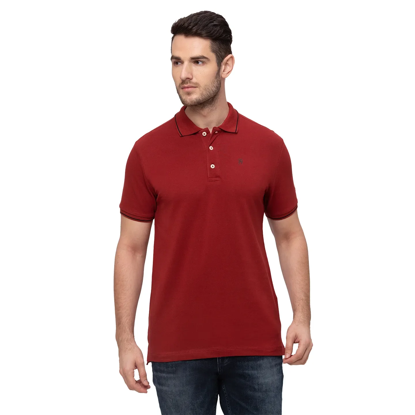 Red Regular Fit Men's Polo T-Shirt by Being Human Clothing