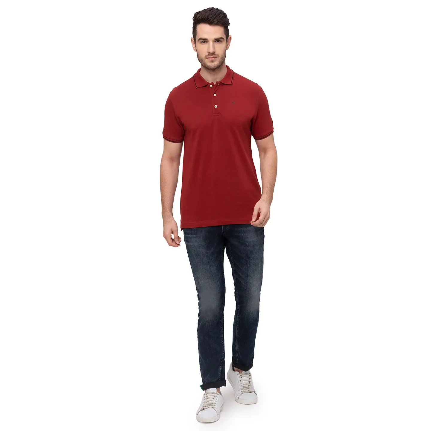 Red Regular Fit Men's Polo T-Shirt by Being Human Clothing - Image 5