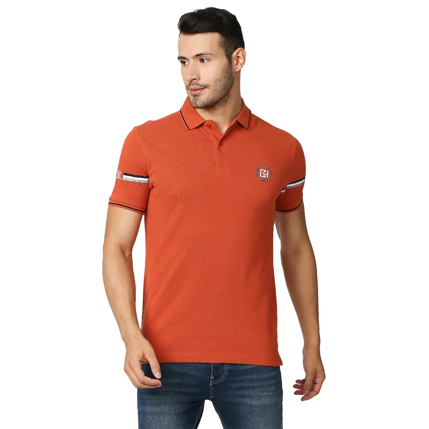 Red Regular Fit Men's Polo T-Shirt by Being Human Clothing