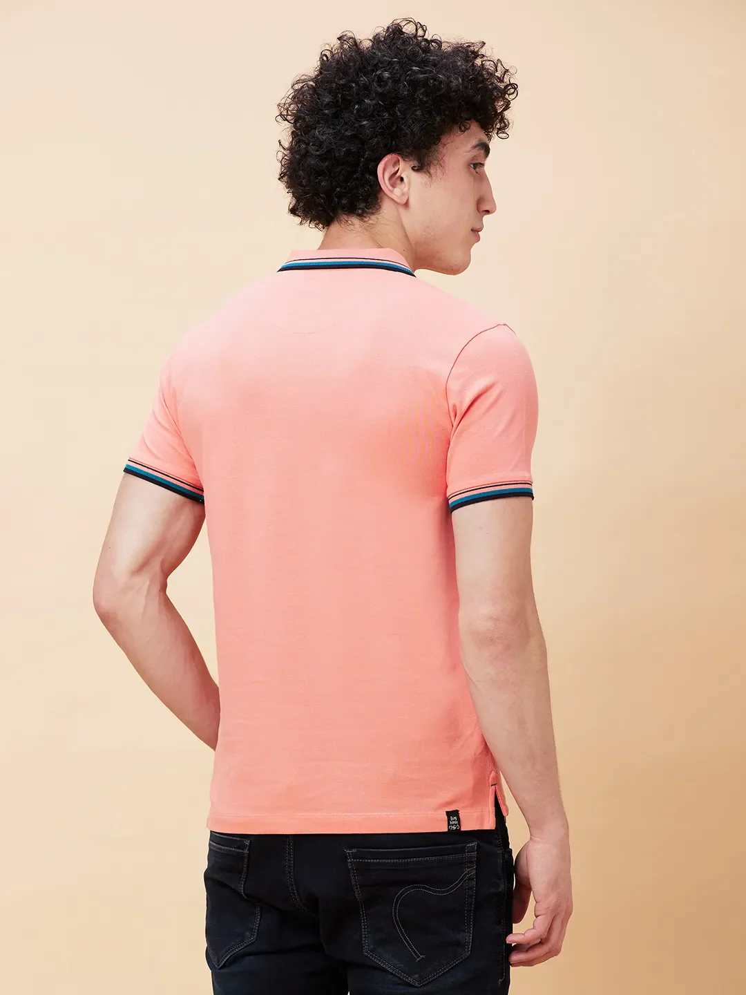 Burnt Coral Regular Fit Men's Polo T-Shirt by Being Human Clothing - Image 4