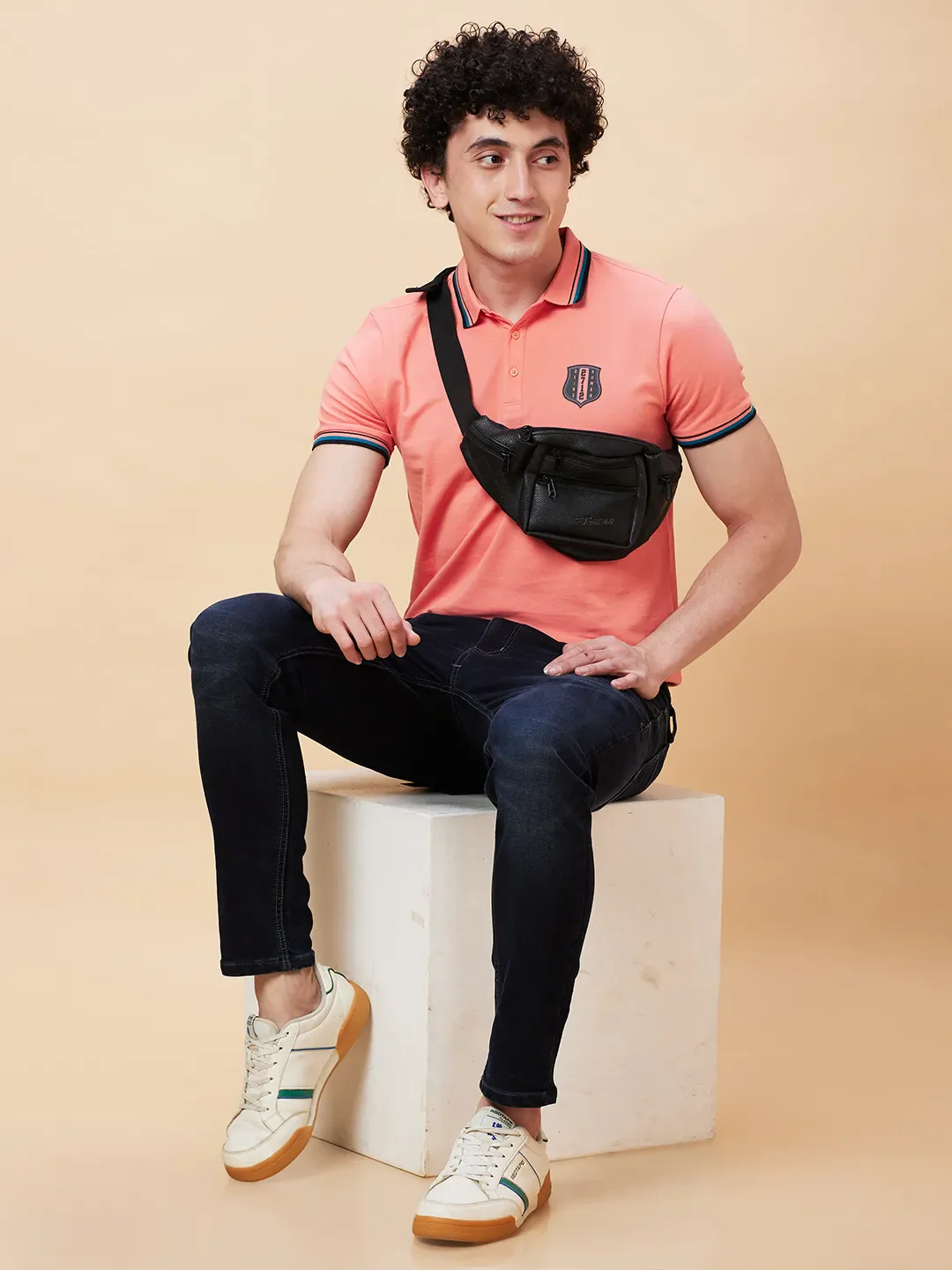 Burnt Coral Regular Fit Men's Polo T-Shirt by Being Human Clothing - Image 6