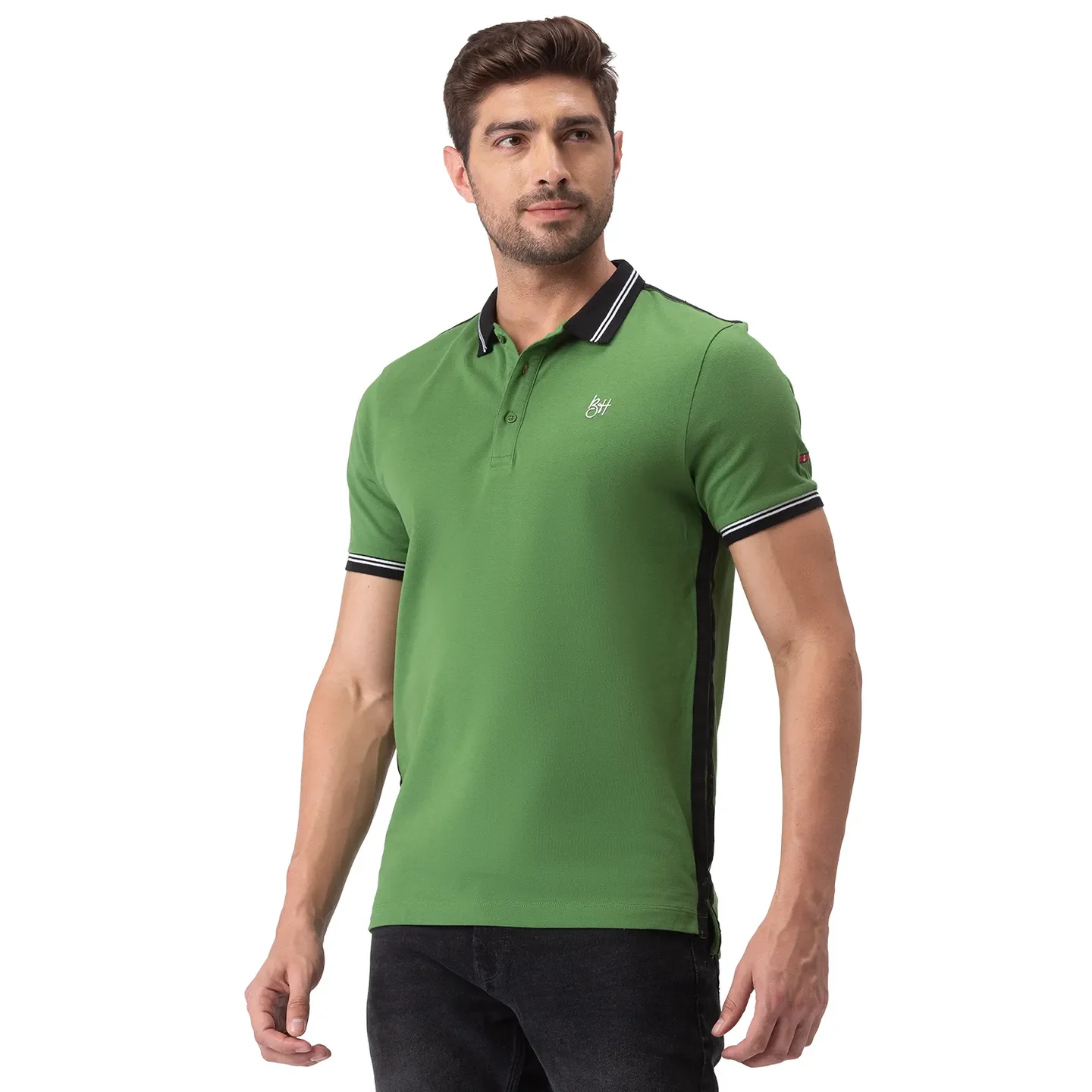 Green Regular Fit Men's Polo T-Shirt by Being Human Clothing - Image 4