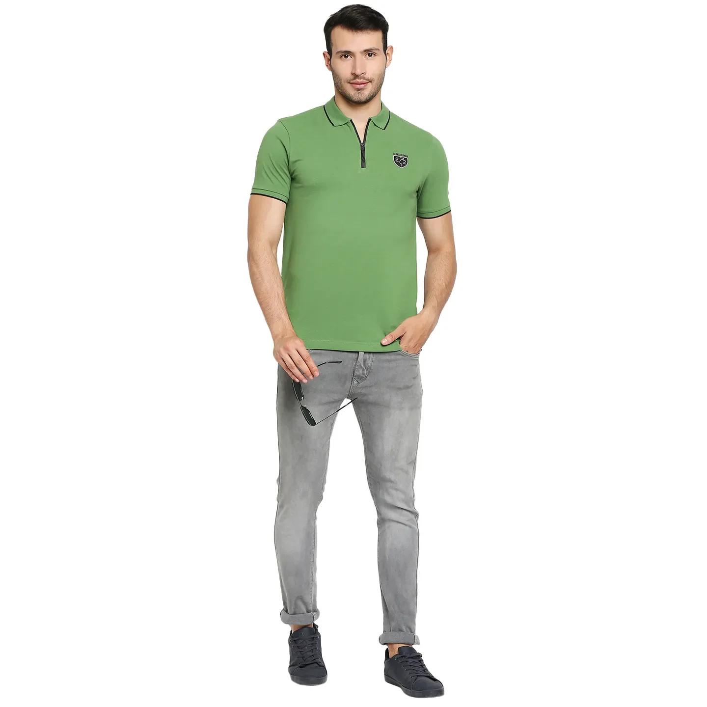 Green Regular Fit Men's Polo T-Shirt by Being Human Clothing - Image 6