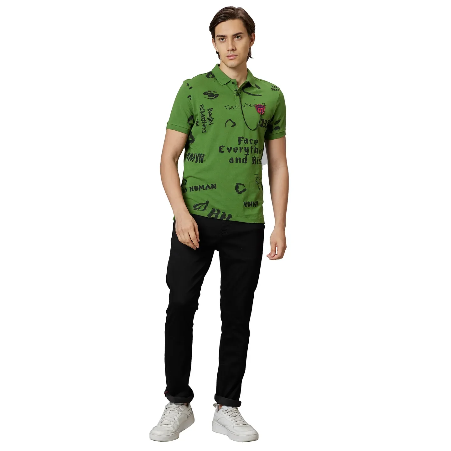 Cactus Green Regular Fit Men's Polo T-Shirt by Being Human Clothing - Image 2
