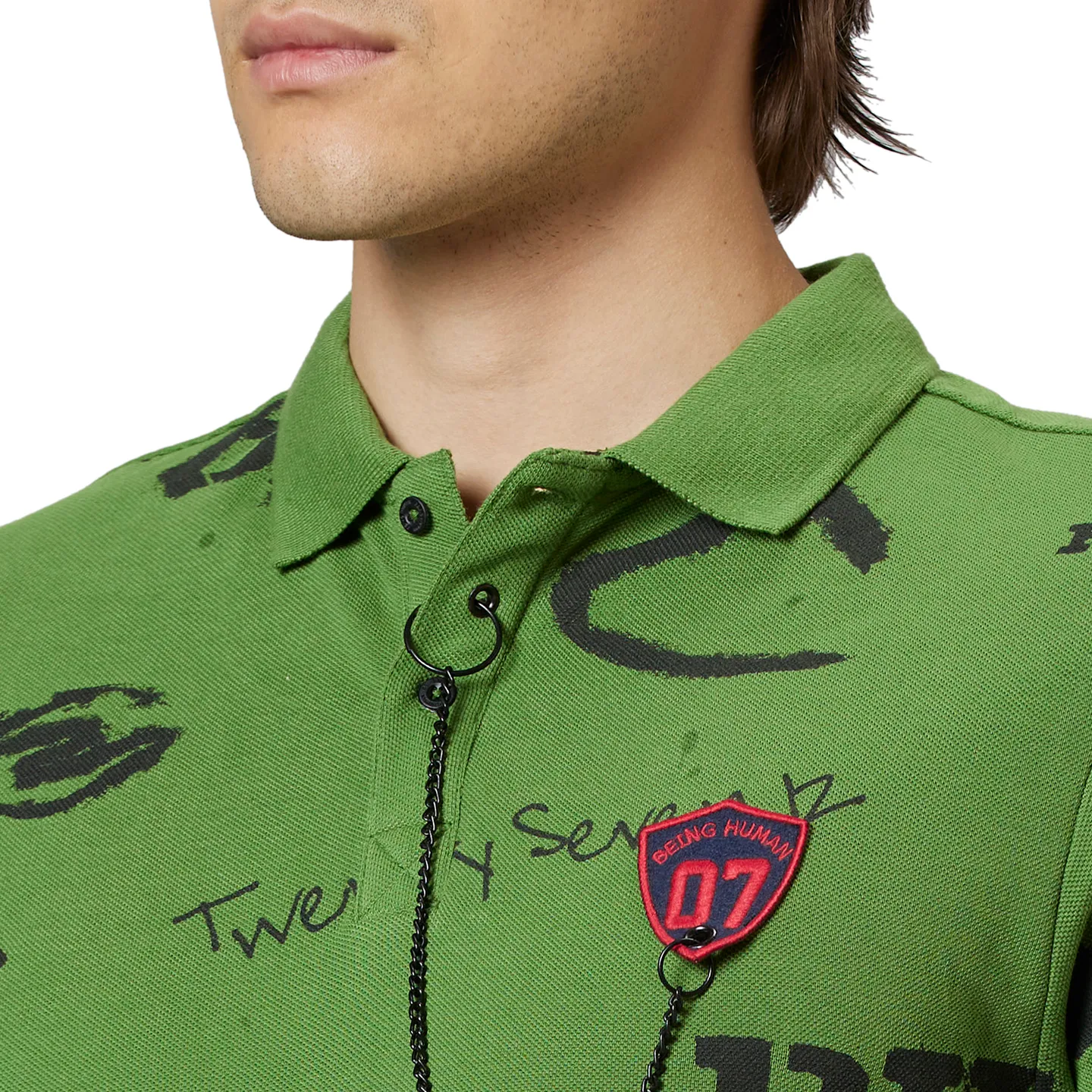 Cactus Green Regular Fit Men's Polo T-Shirt by Being Human Clothing - Image 5