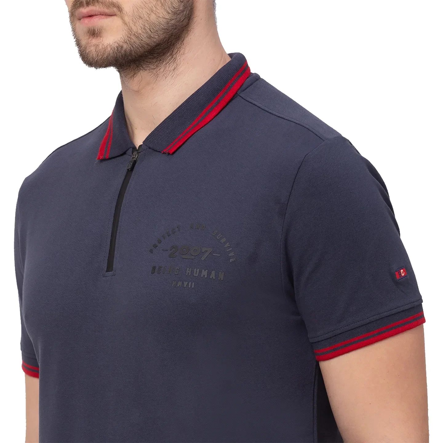 Grey Regular Fit Men's Polo T-Shirt by Being Human Clothing - Image 4