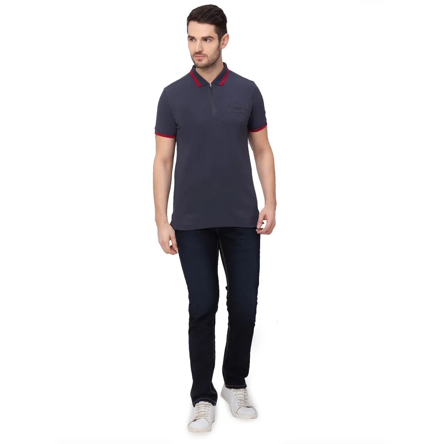 Grey Regular Fit Men's Polo T-Shirt by Being Human Clothing - Image 5