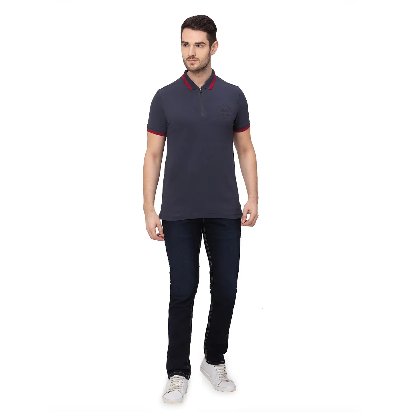 Grey Regular Fit Men's Polo T-Shirt by Being Human Clothing - Image 6