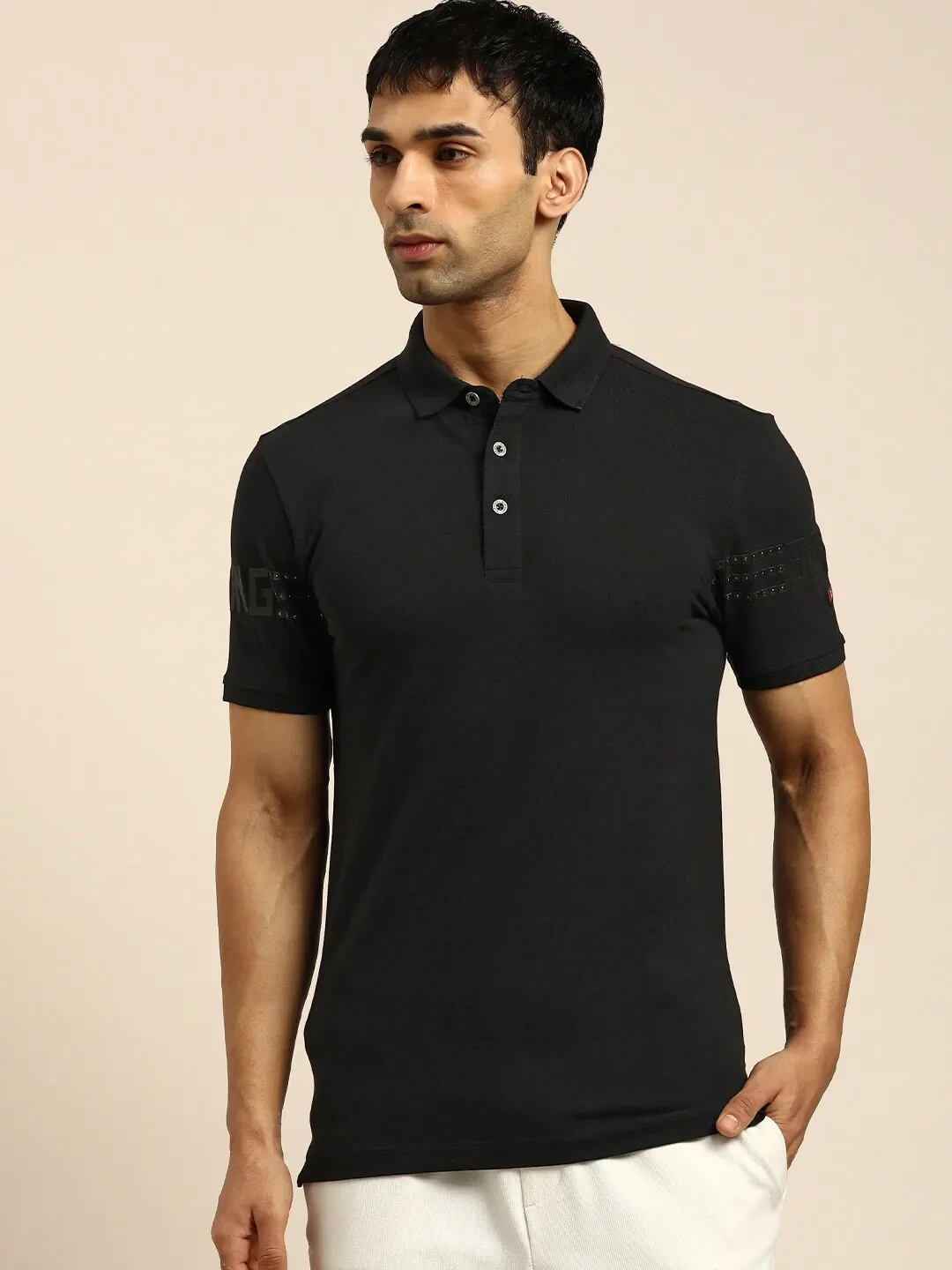 Grey Regular Fit Men's Polo T-Shirt by Being Human Clothing - Image 2