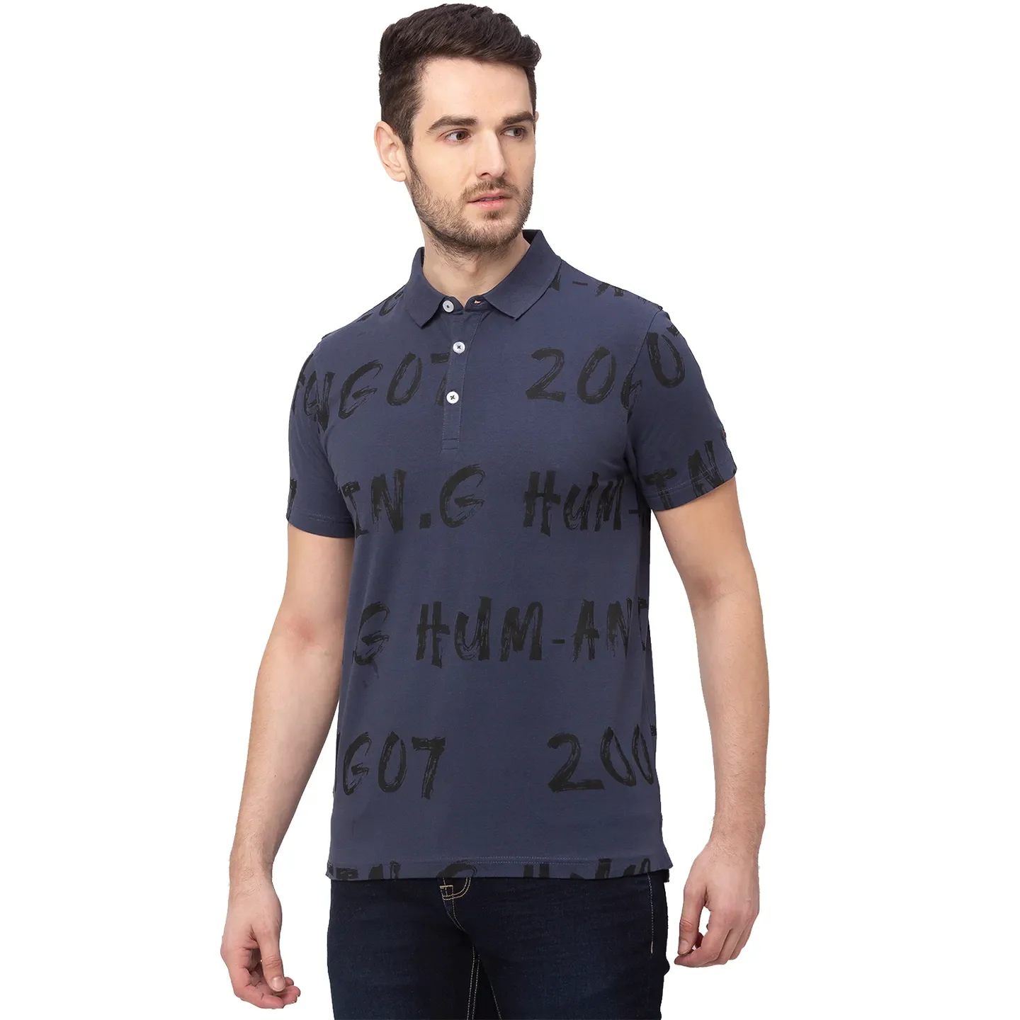 Grey Regular Fit Men's Polo T-shirt by Being Human Clothing - Image 4
