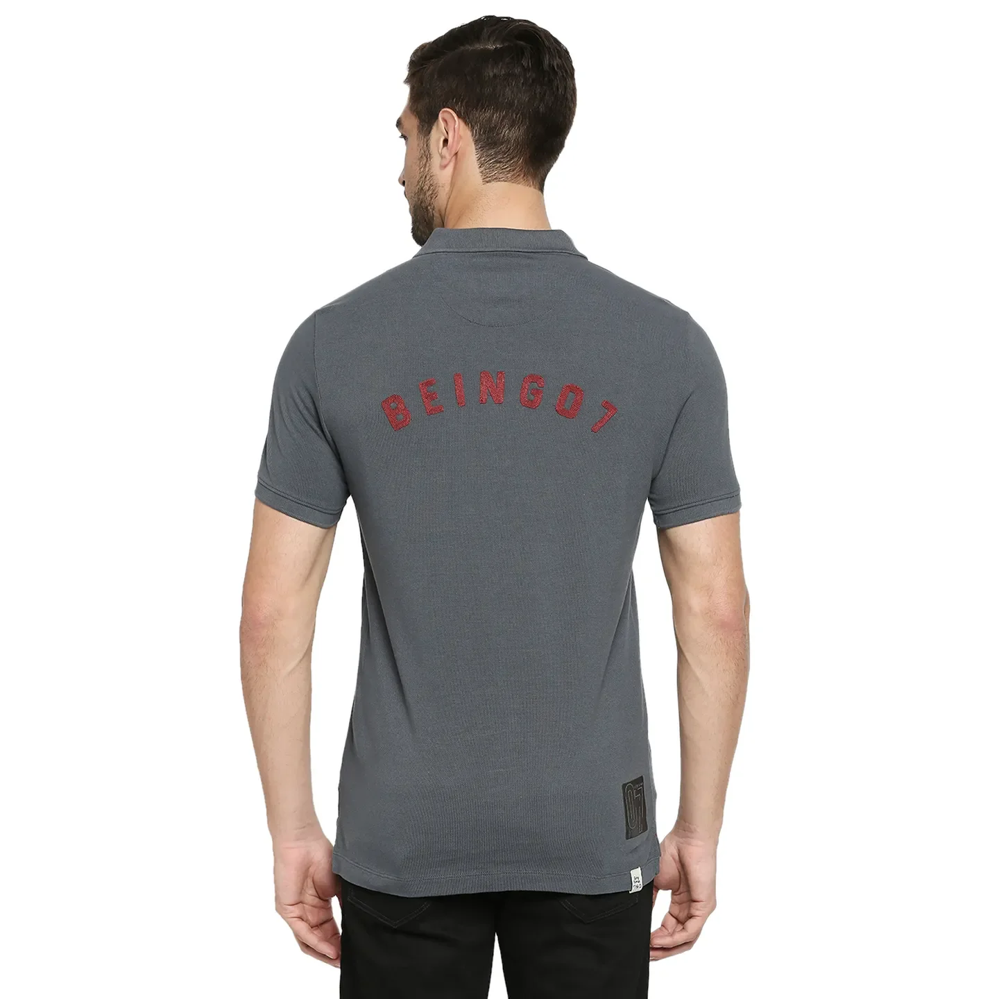 Grey Regular Fit Men's Polo T-Shirt by Being Human Clothing - Image 4