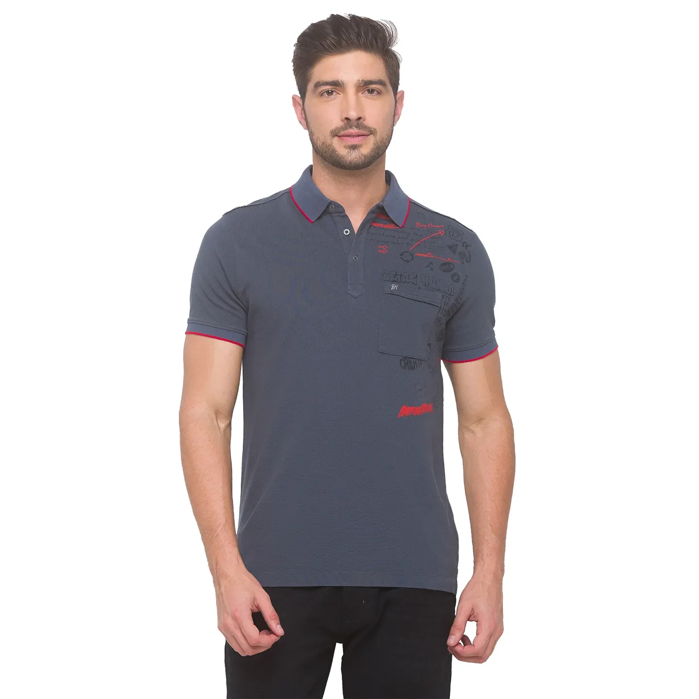 Grey Regular Fit Men's Polo T-Shirt by Being Human Clothing