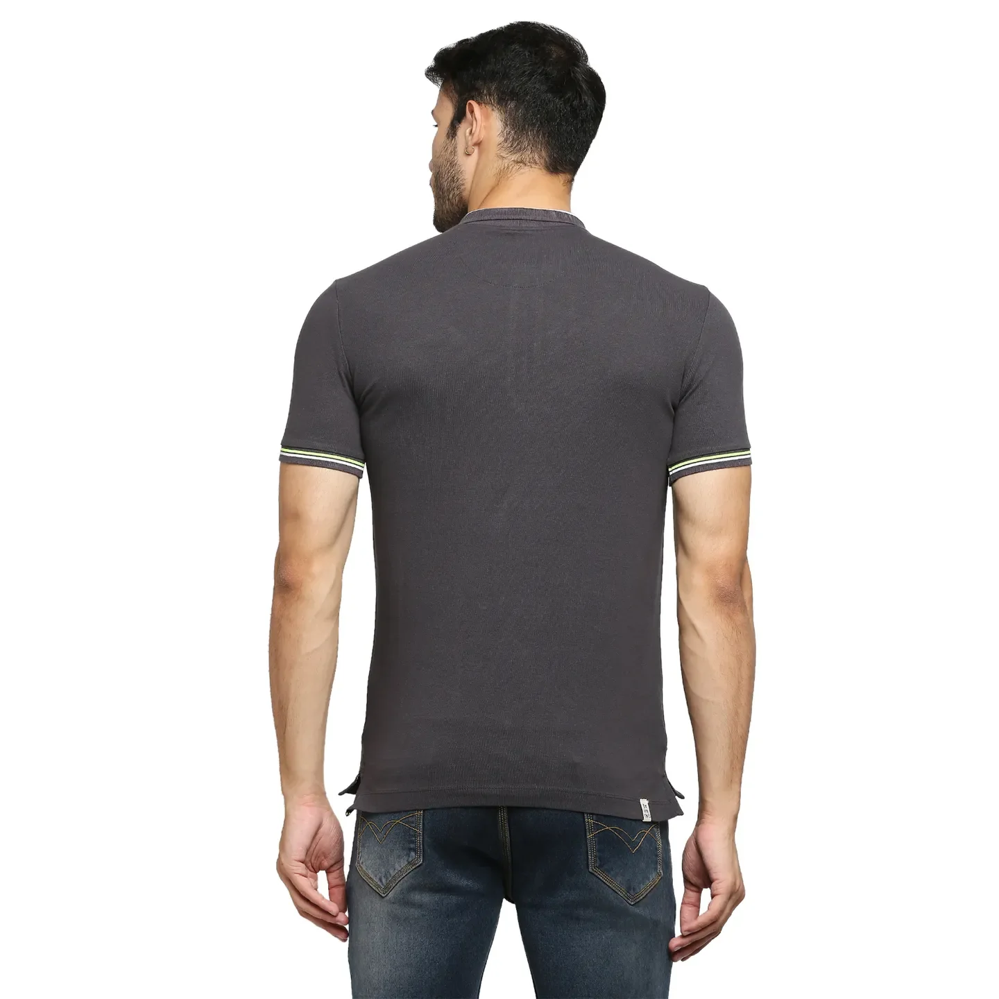 Grey Regular Fit Men's Polo T-shirt by Being Human Clothing - Image 4