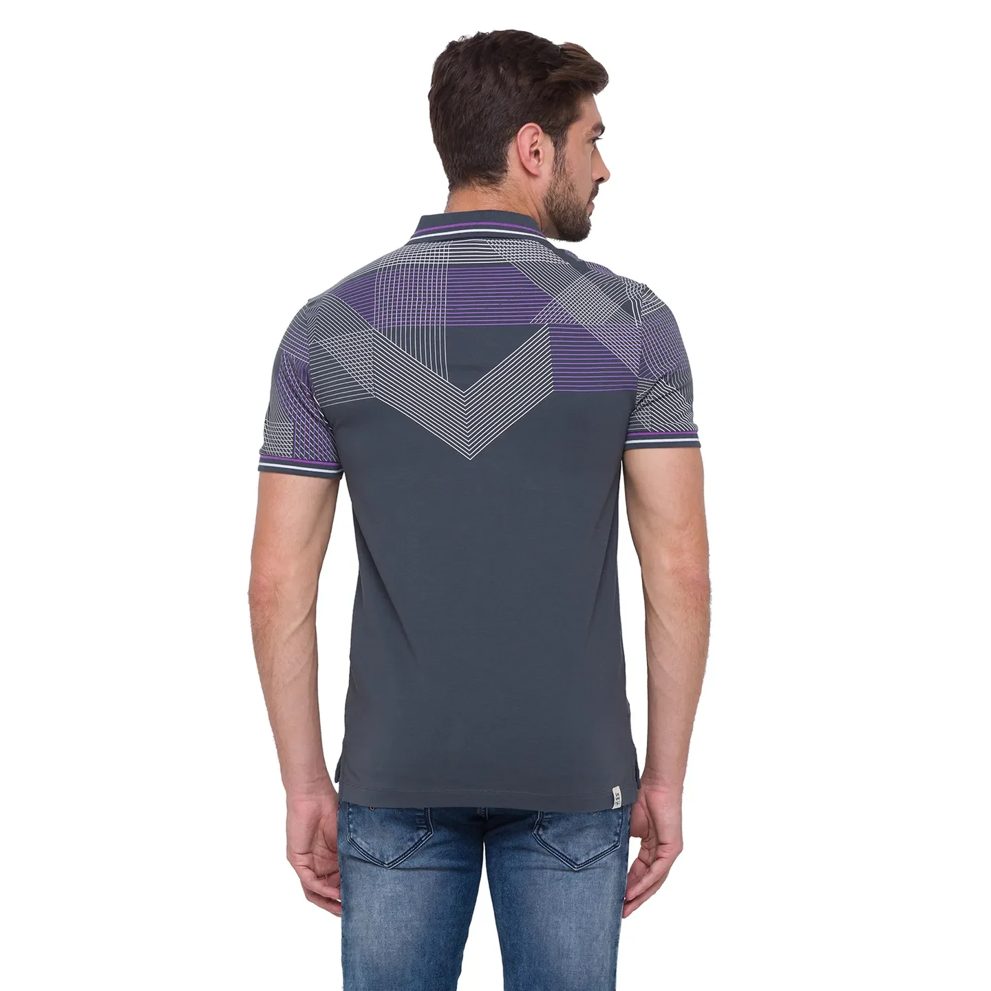 Grey Regular Fit Men's Polo T-shirt by Being Human Clothing - Image 2