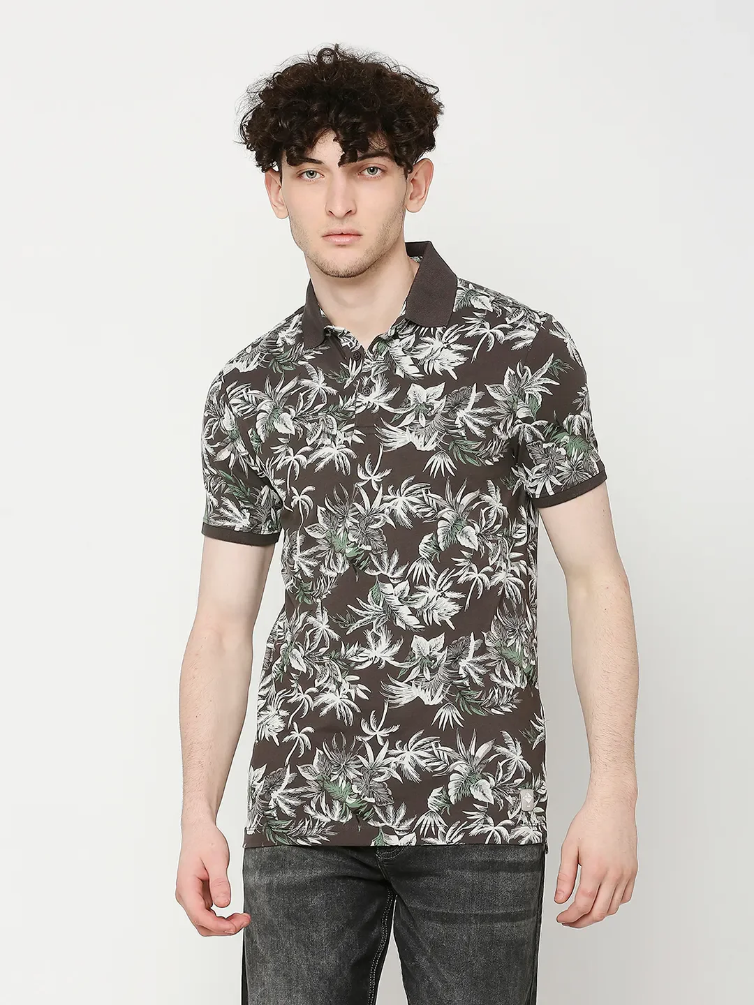 Grey Regular Fit Men's Polo T-Shirt by Being Human Clothing