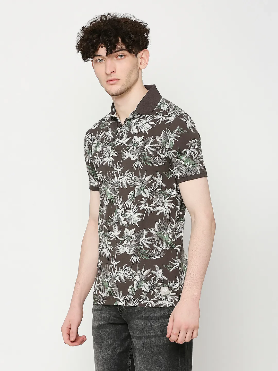 Grey Regular Fit Men's Polo T-Shirt by Being Human Clothing - Image 2