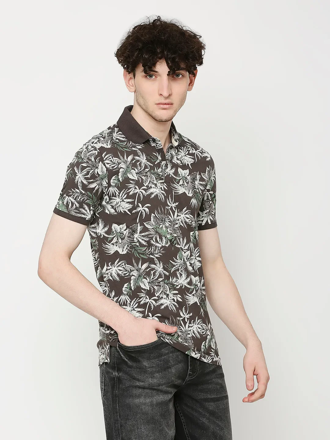 Grey Regular Fit Men's Polo T-Shirt by Being Human Clothing - Image 3