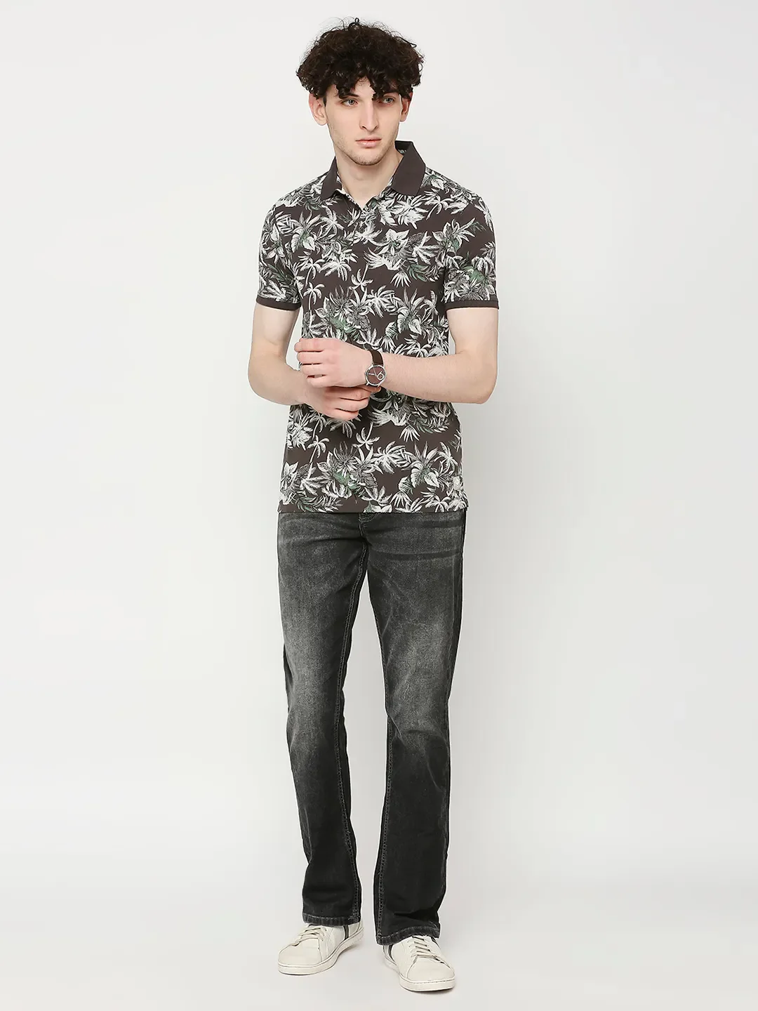 Grey Regular Fit Men's Polo T-Shirt by Being Human Clothing - Image 6