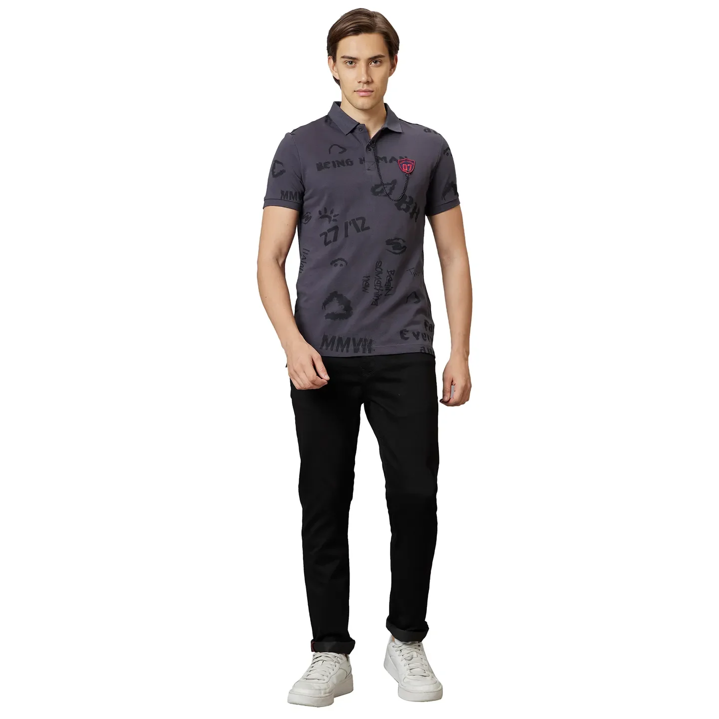 Black Regular Fit Men's Polo T-Shirt by Being Human Clothing - Image 11