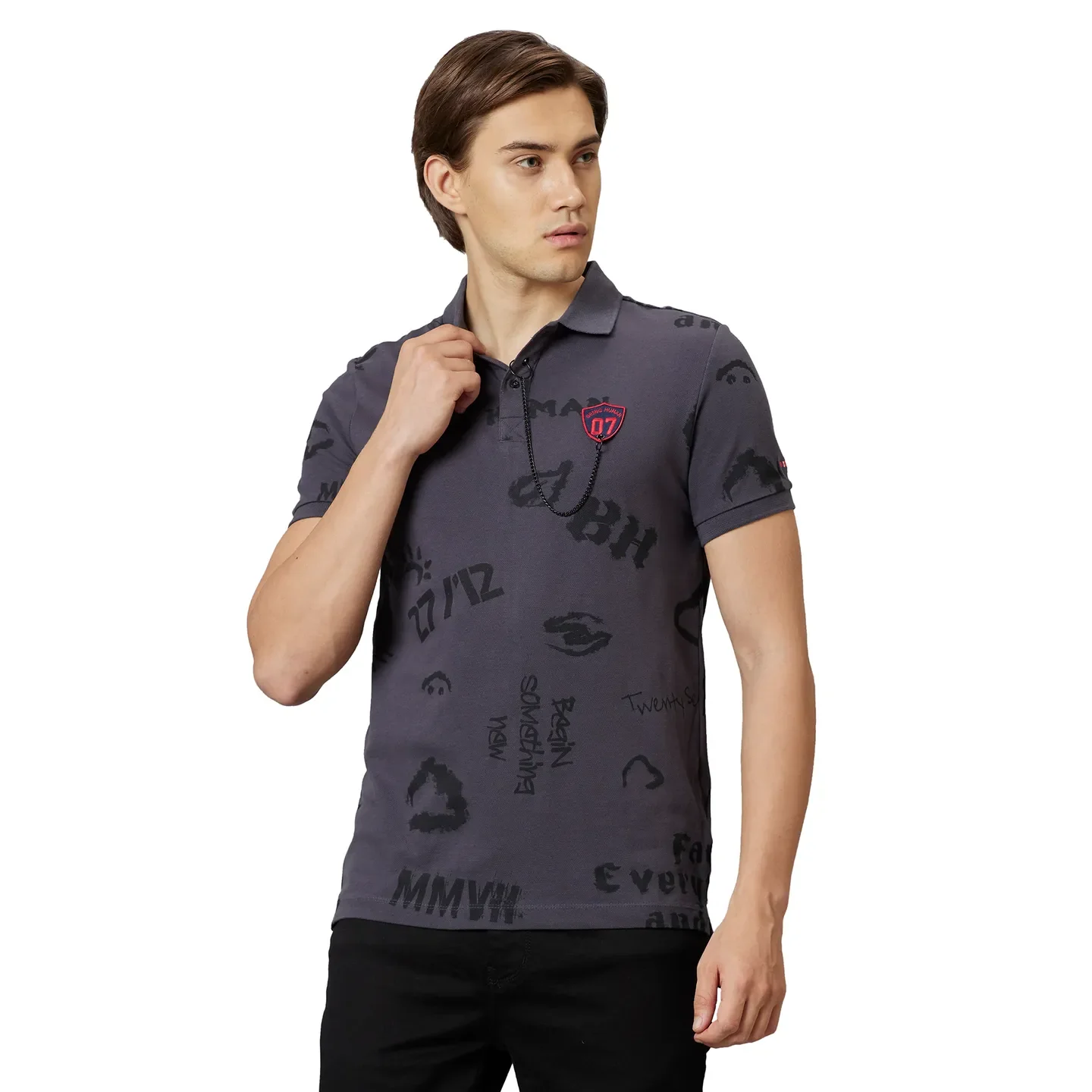 Black Regular Fit Men's Polo T-Shirt by Being Human Clothing - Image 12