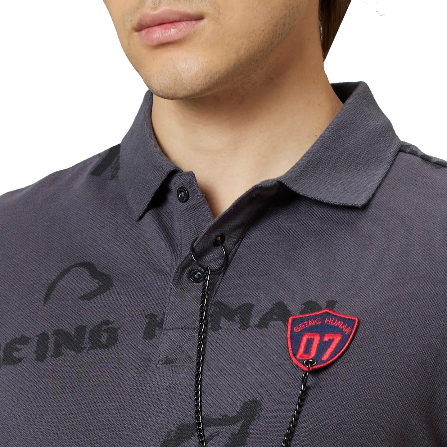 Black Regular Fit Men's Polo T-Shirt by Being Human Clothing - Image 5