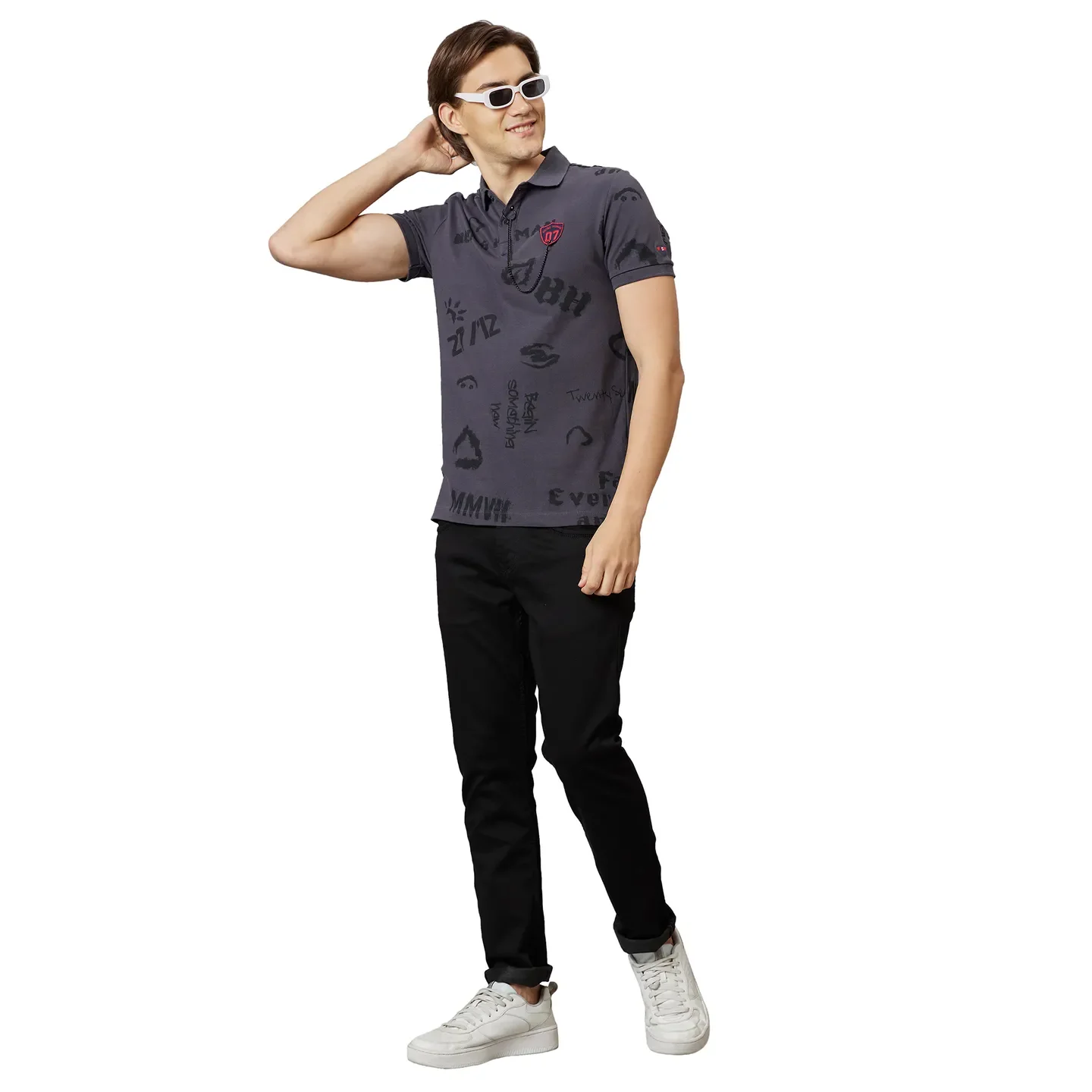 Black Regular Fit Men's Polo T-Shirt by Being Human Clothing - Image 7