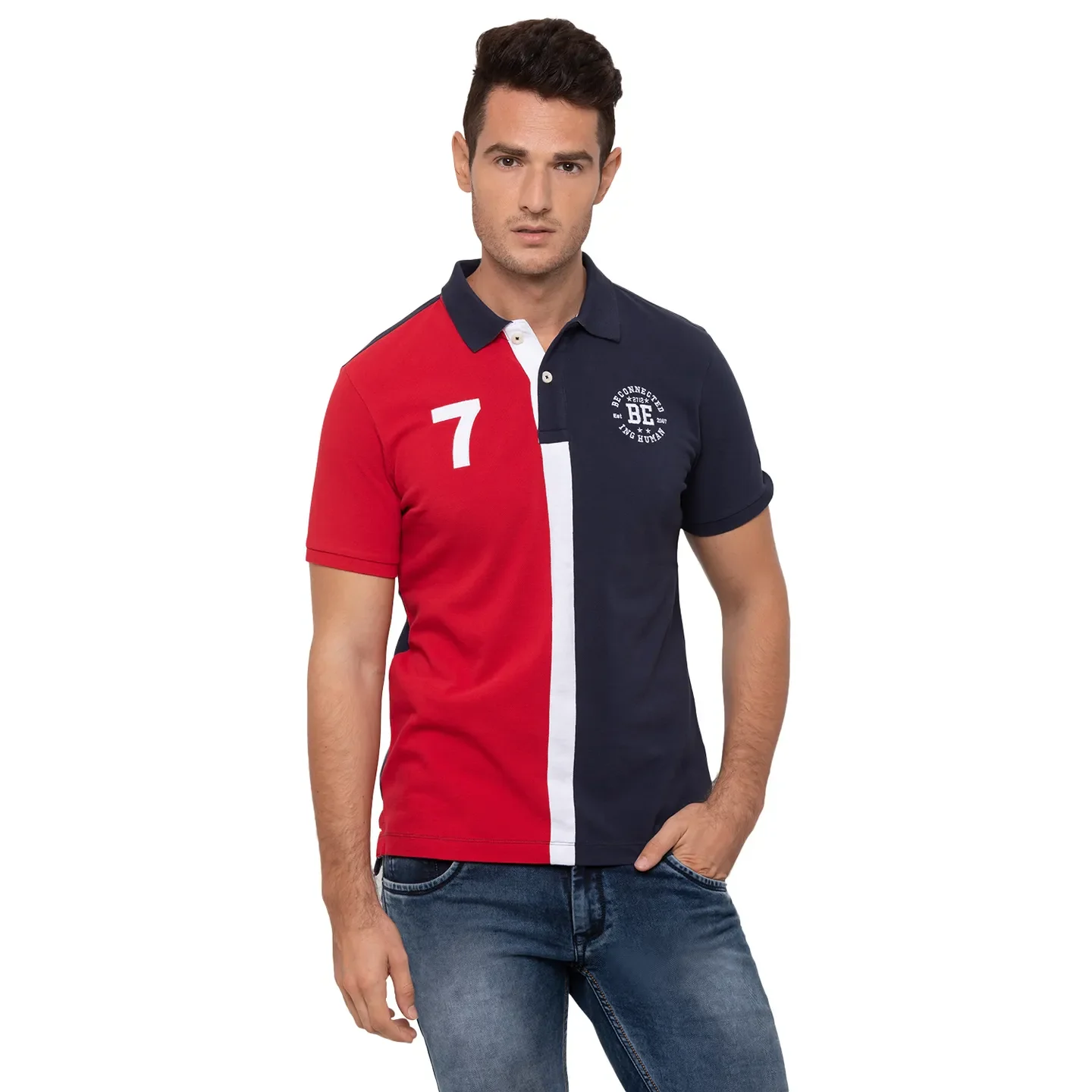 Red Regular Fit Men's Polo T-Shirt by Being Human Clothing