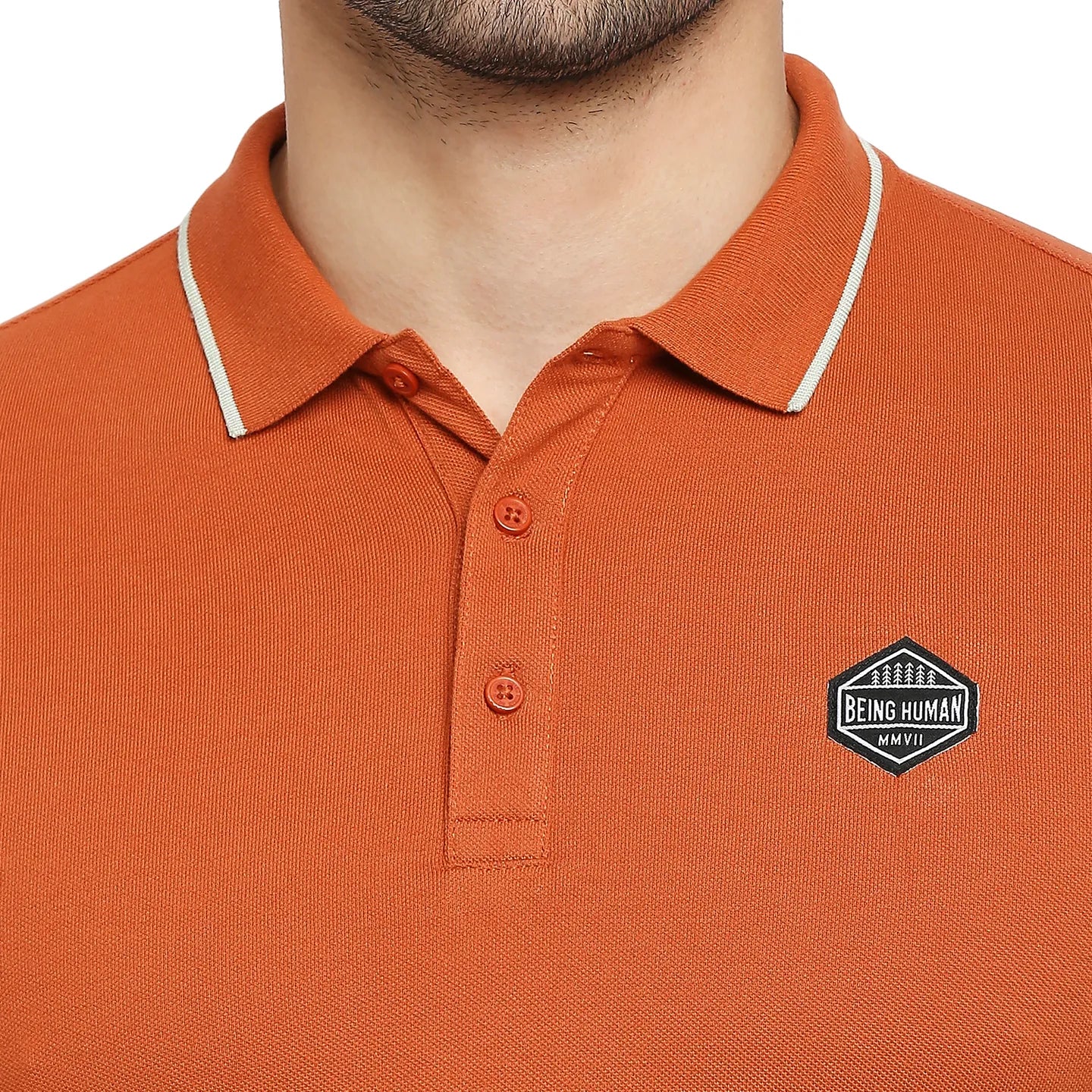 Brown Regular Fit Men's Polo T-Shirt by Being Human Clothing - Image 5