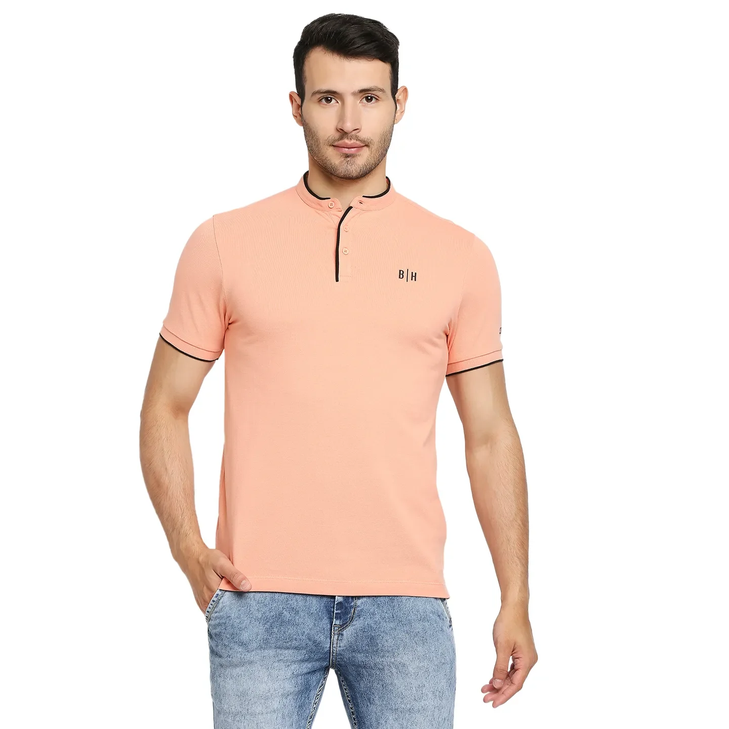 Pink Regular Fit Men's Polo T-Shirt by Being Human Clothing