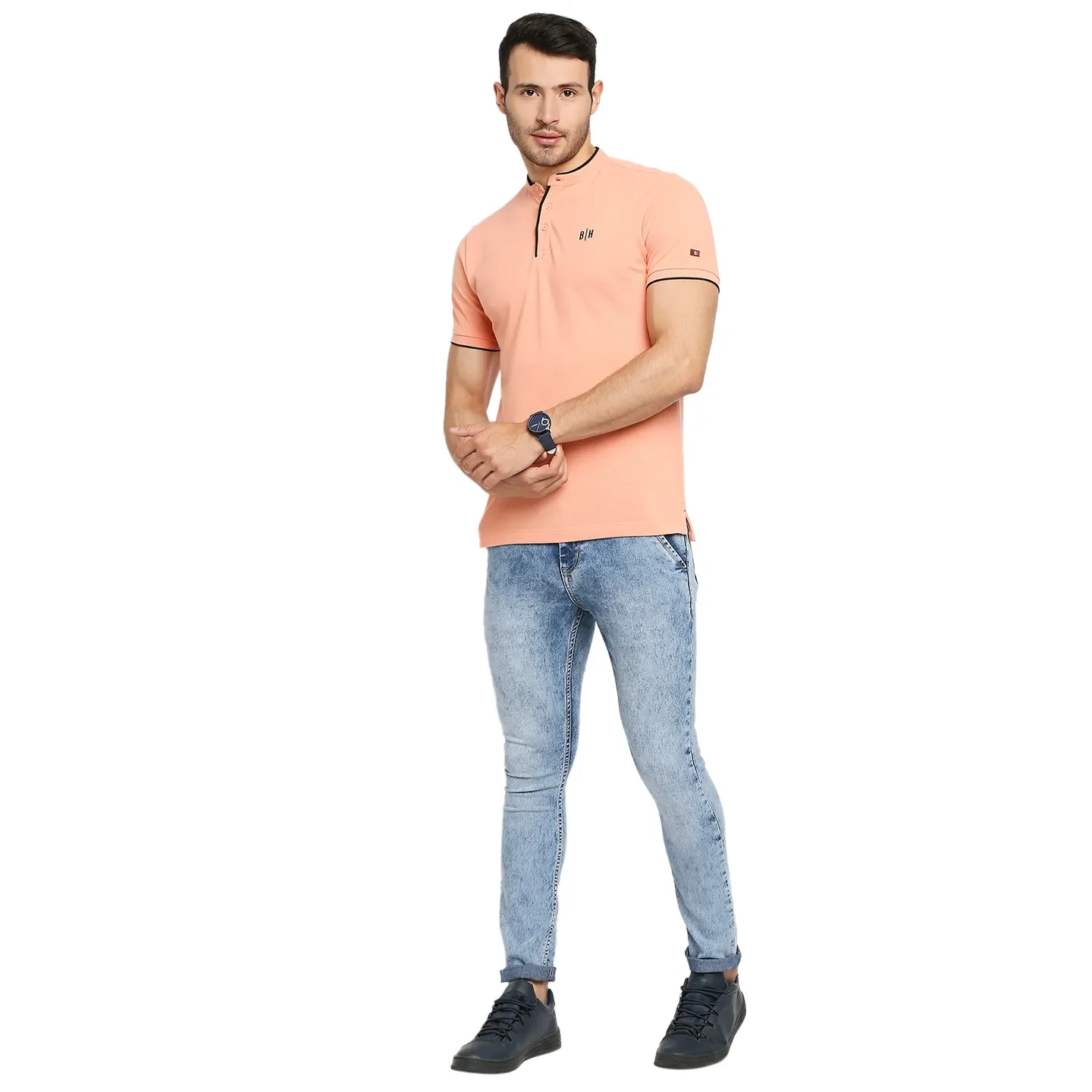 Pink Regular Fit Men's Polo T-Shirt by Being Human Clothing - Image 6