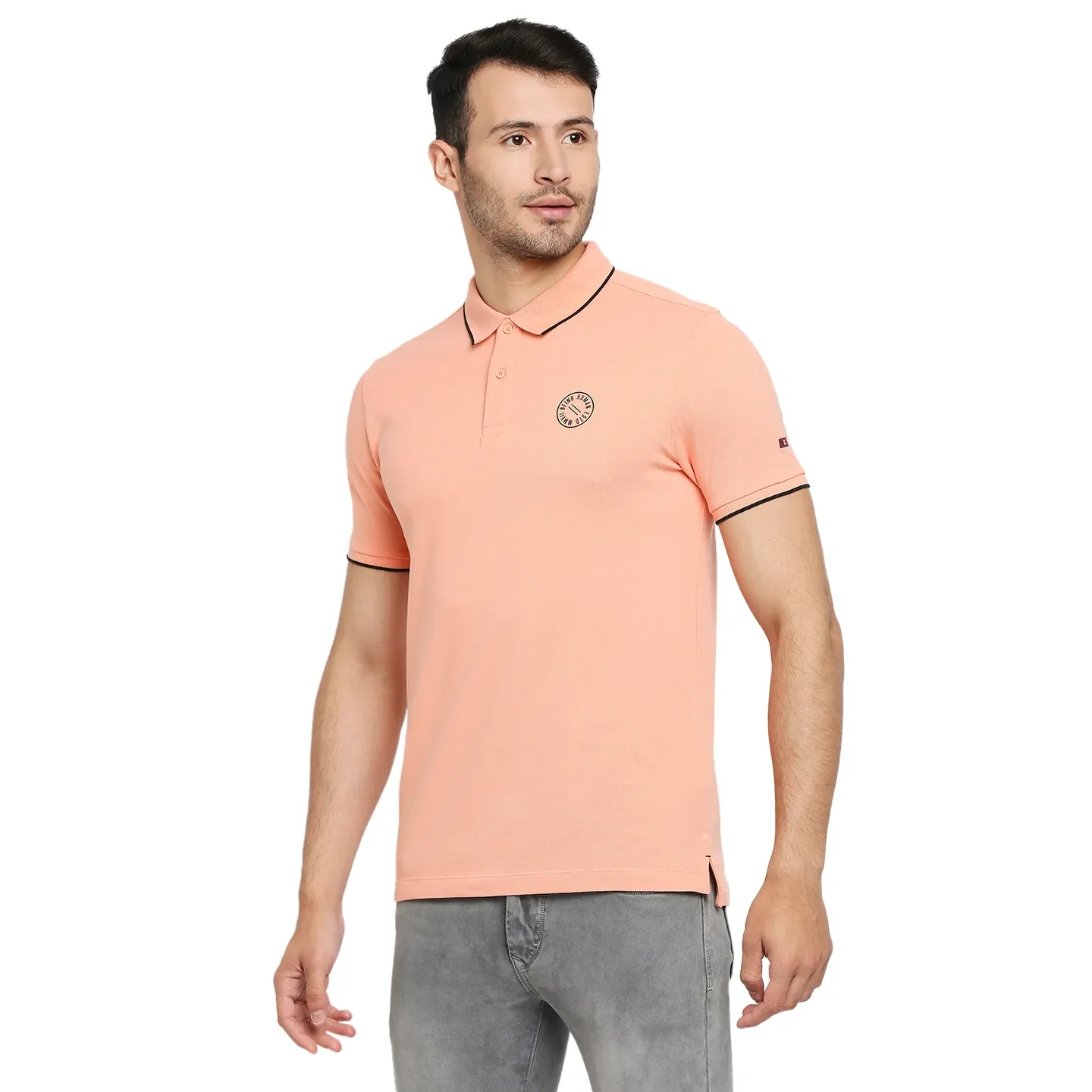 Pink Regular Fit Men's Polo T-Shirt by Being Human Clothing - Image 2