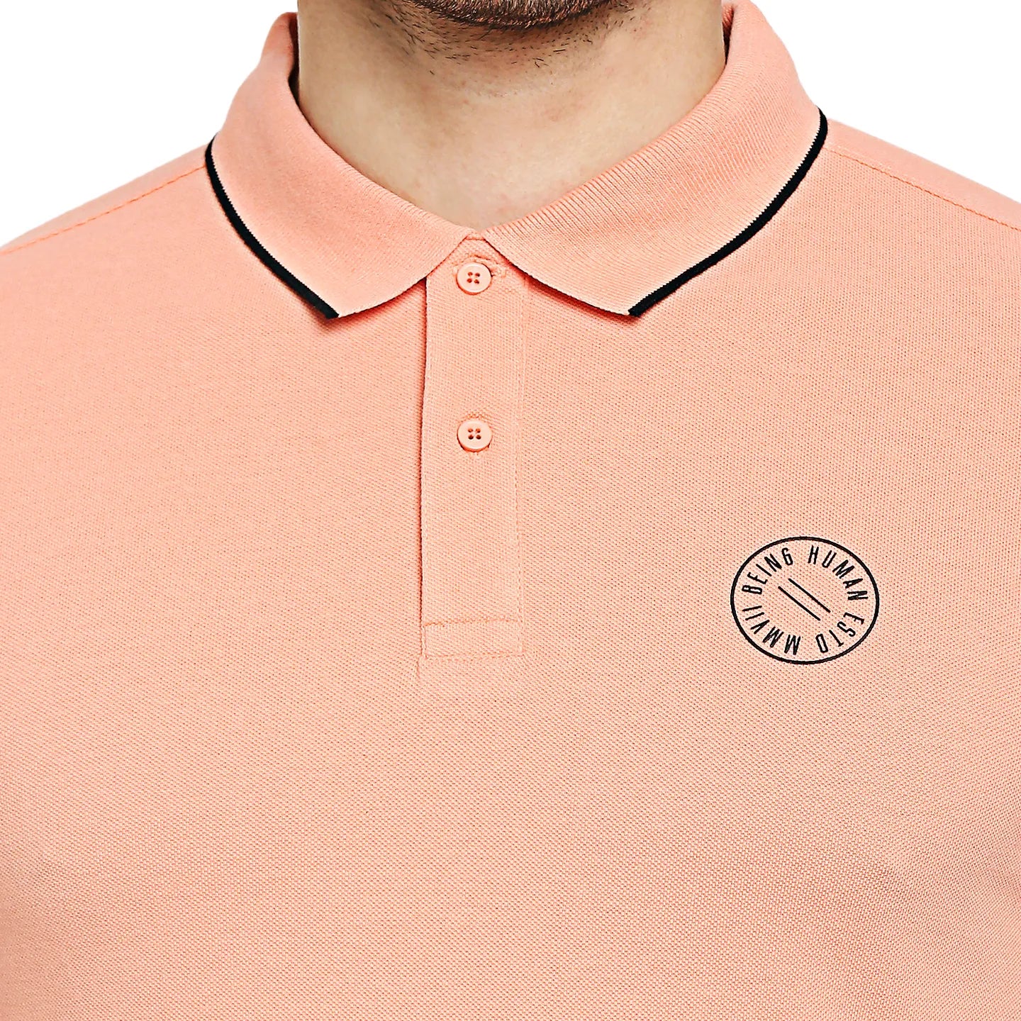 Pink Regular Fit Men's Polo T-Shirt by Being Human Clothing - Image 5