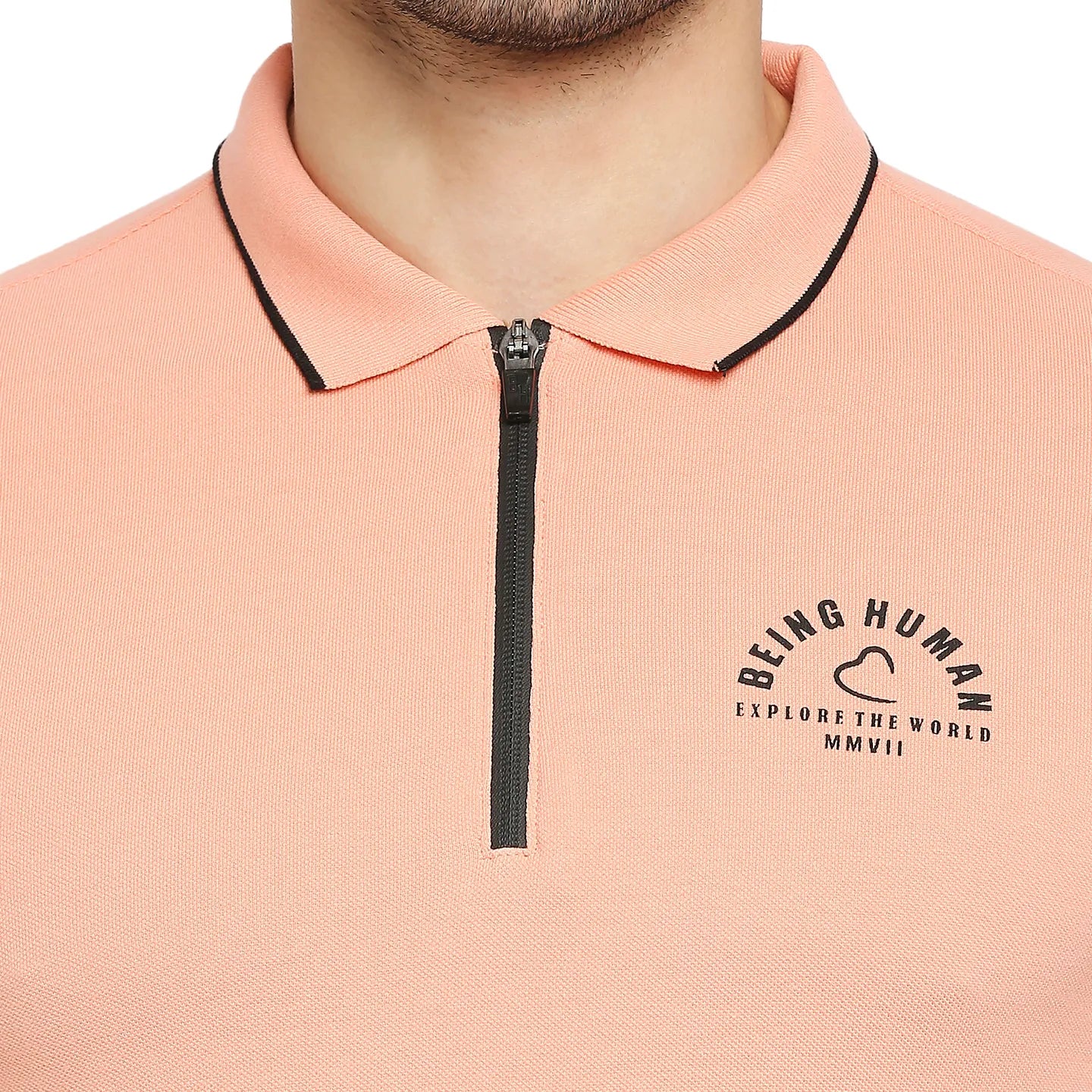 Pink Regular Fit Men's Polo T-Shirt by Being Human Clothing - Image 5