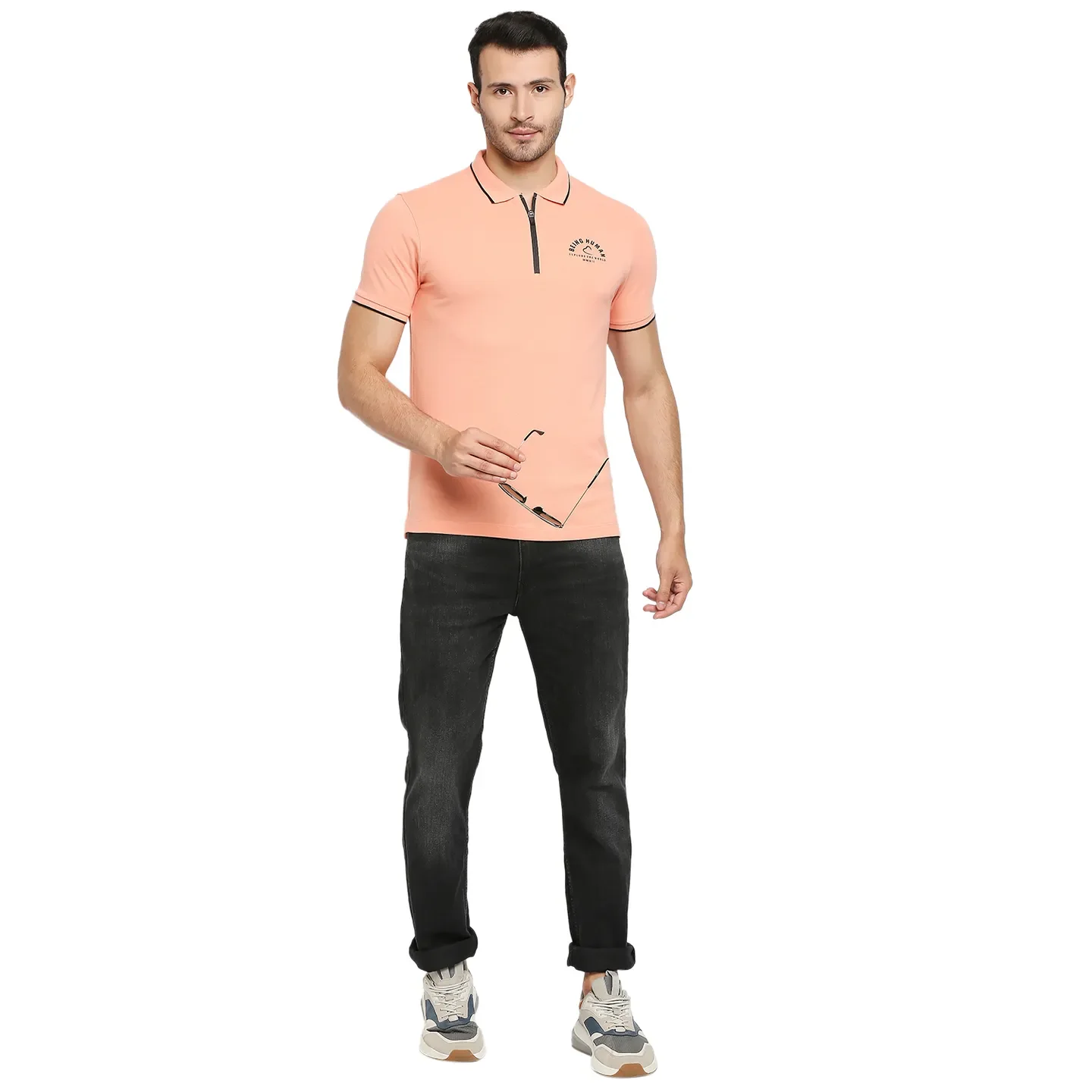 Pink Regular Fit Men's Polo T-Shirt by Being Human Clothing - Image 6