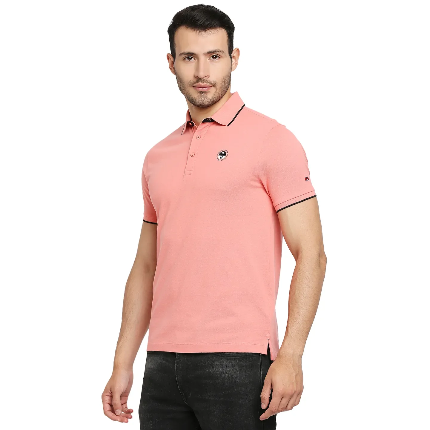 Pink Regular Fit Men's Polo T-Shirt by Being Human Clothing - Image 2