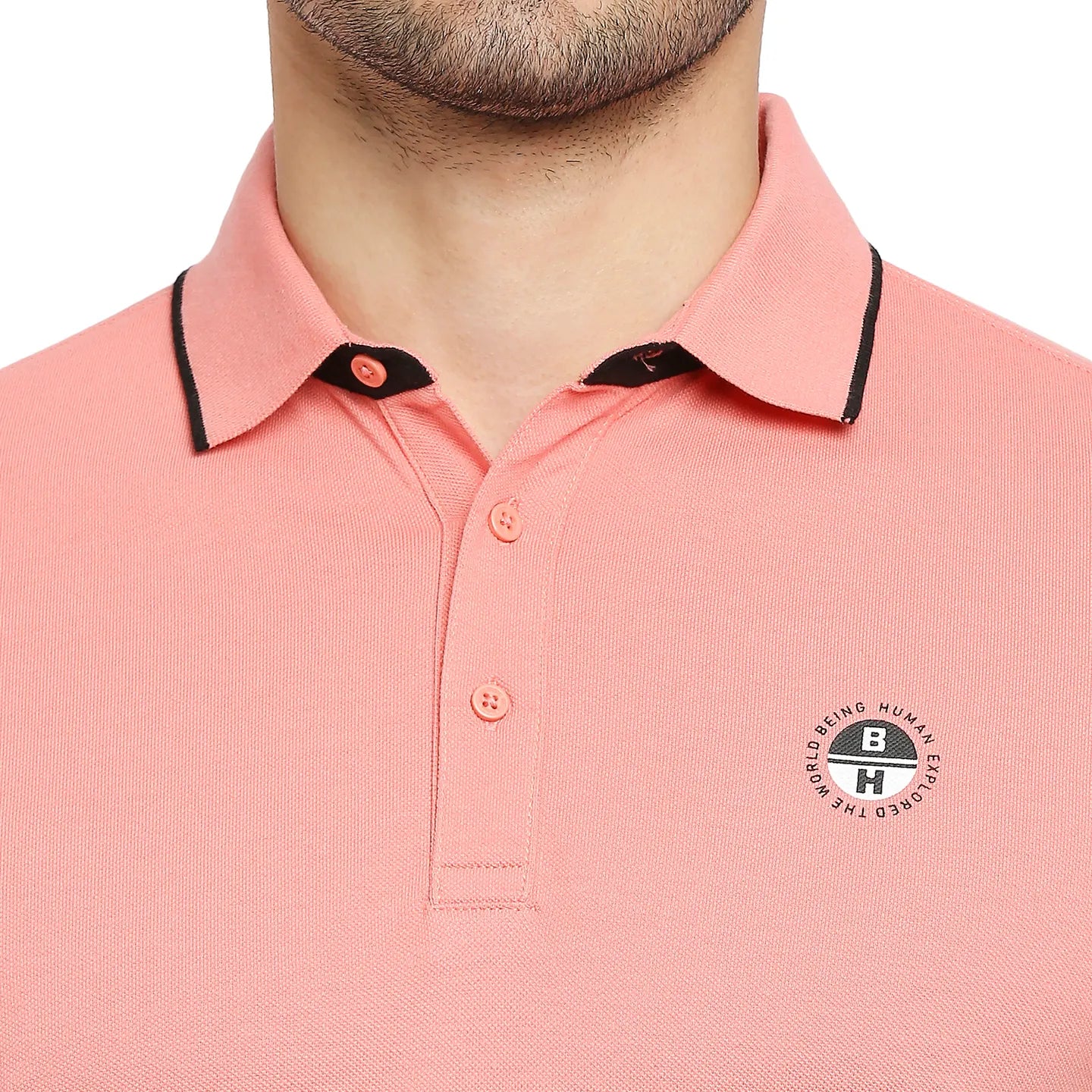Pink Regular Fit Men's Polo T-Shirt by Being Human Clothing - Image 5