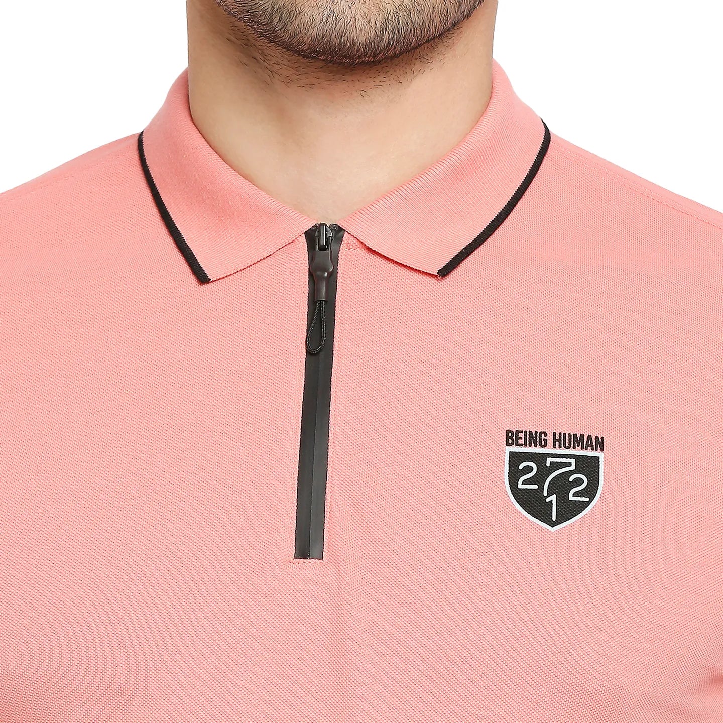 Pink Regular Fit Men's Polo T-Shirt by Being Human Clothing - Image 5