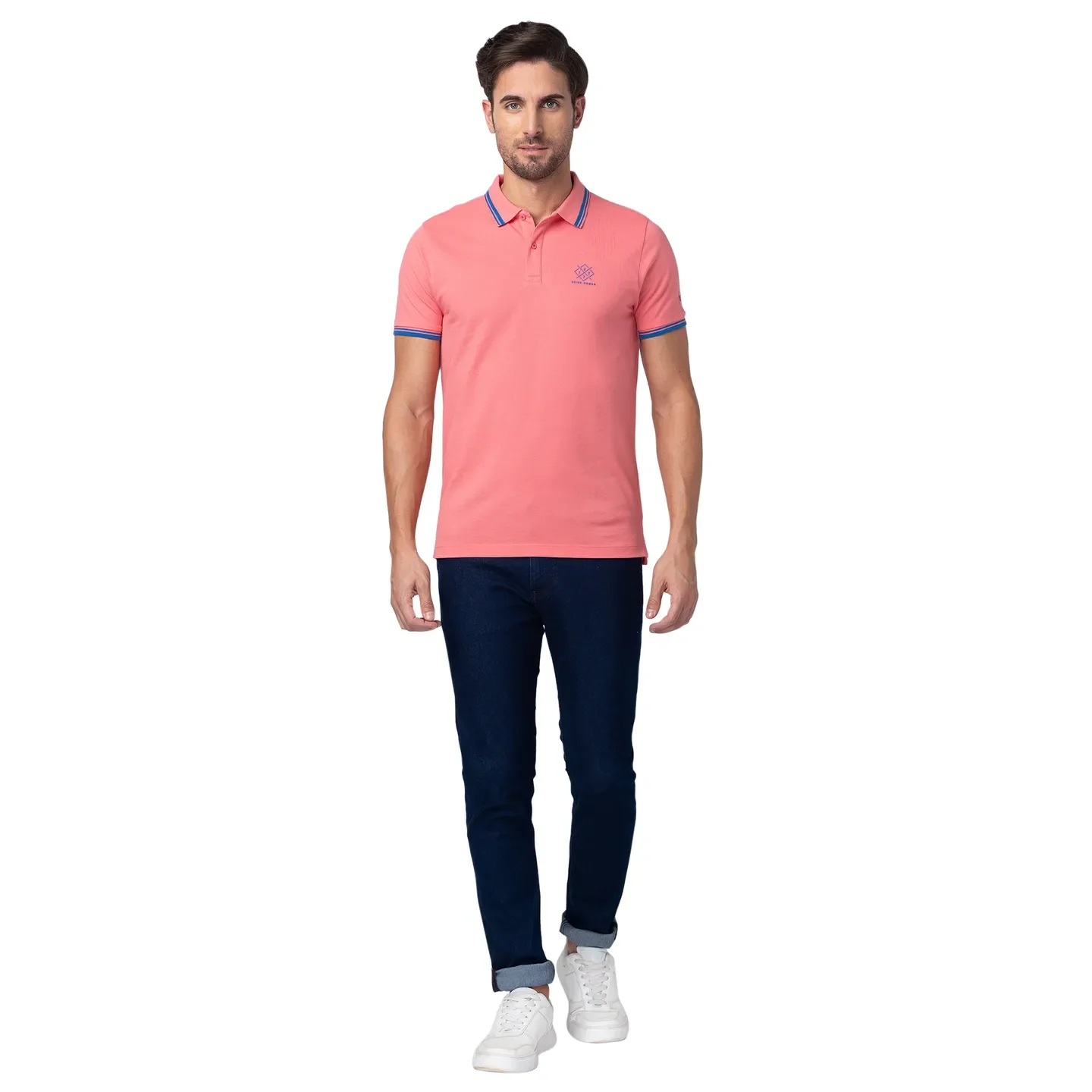 Coral Regular Fit Men's Polo T-Shirt by Being Human Clothing - Image 2