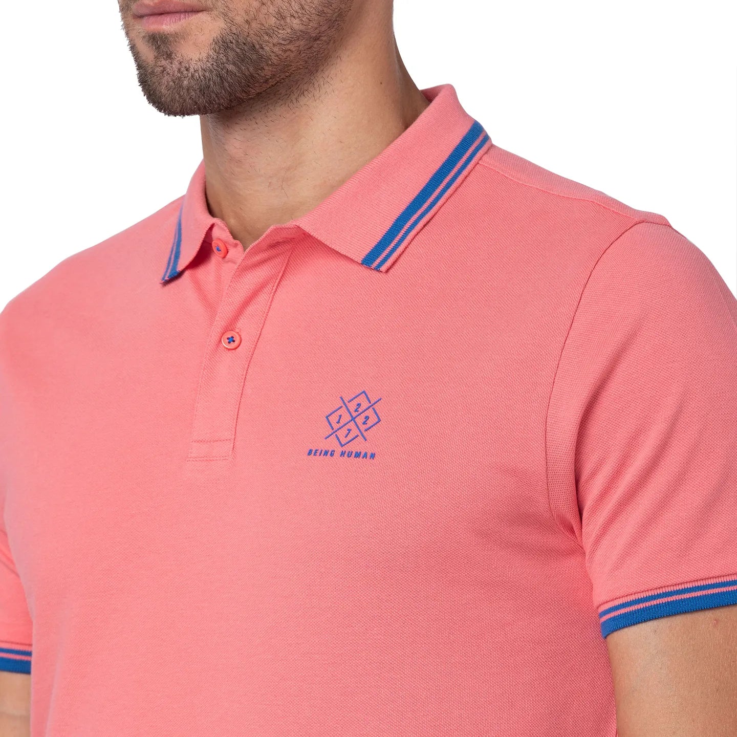 Coral Regular Fit Men's Polo T-Shirt by Being Human Clothing - Image 3