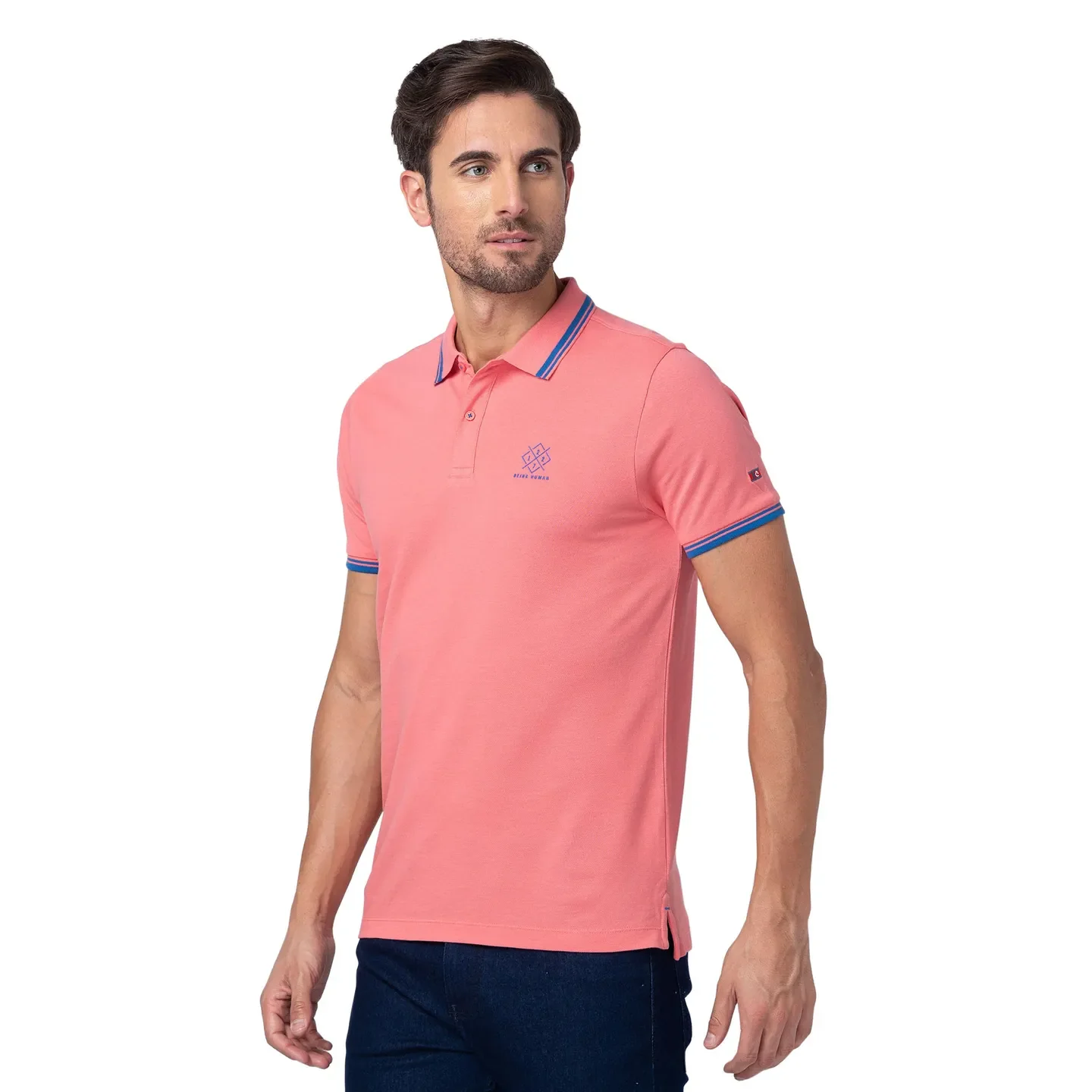 Coral Regular Fit Men's Polo T-Shirt by Being Human Clothing - Image 8