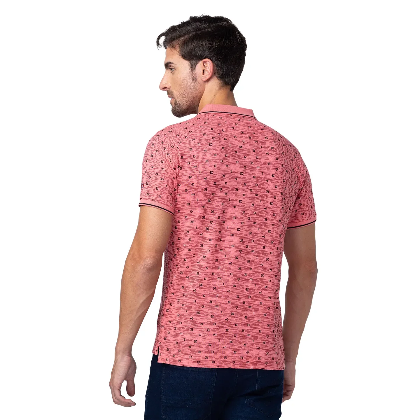 Pink Regular Fit Men's Polo T-Shirt by Being Human Clothing - Image 3