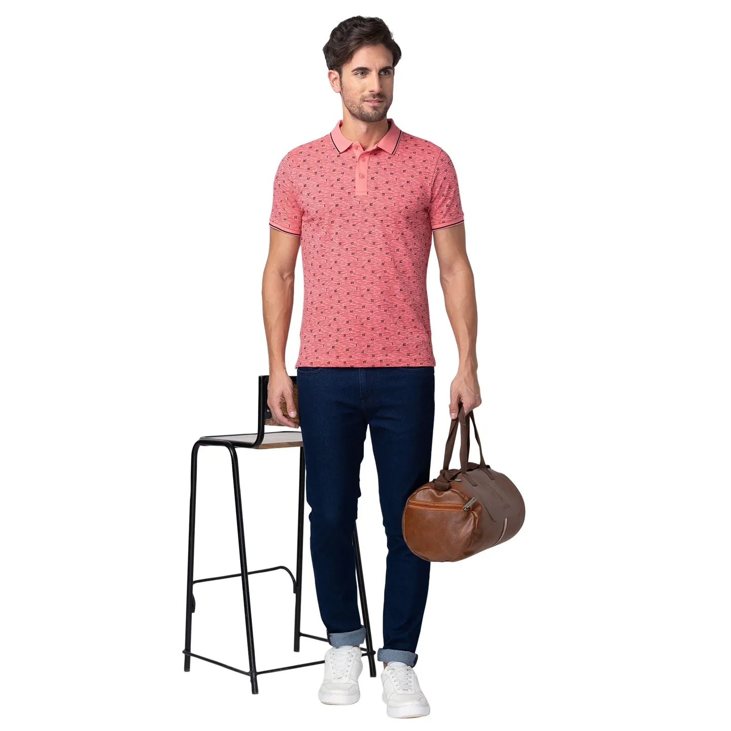 Pink Regular Fit Men's Polo T-Shirt by Being Human Clothing - Image 6