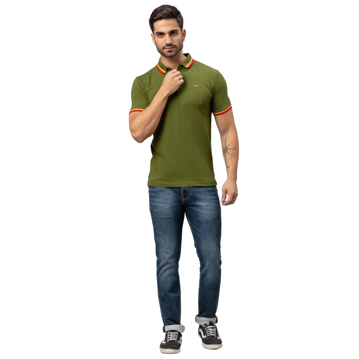 Green Regular Fit Men's Polo T-shirt by Being Human Clothing - Image 2