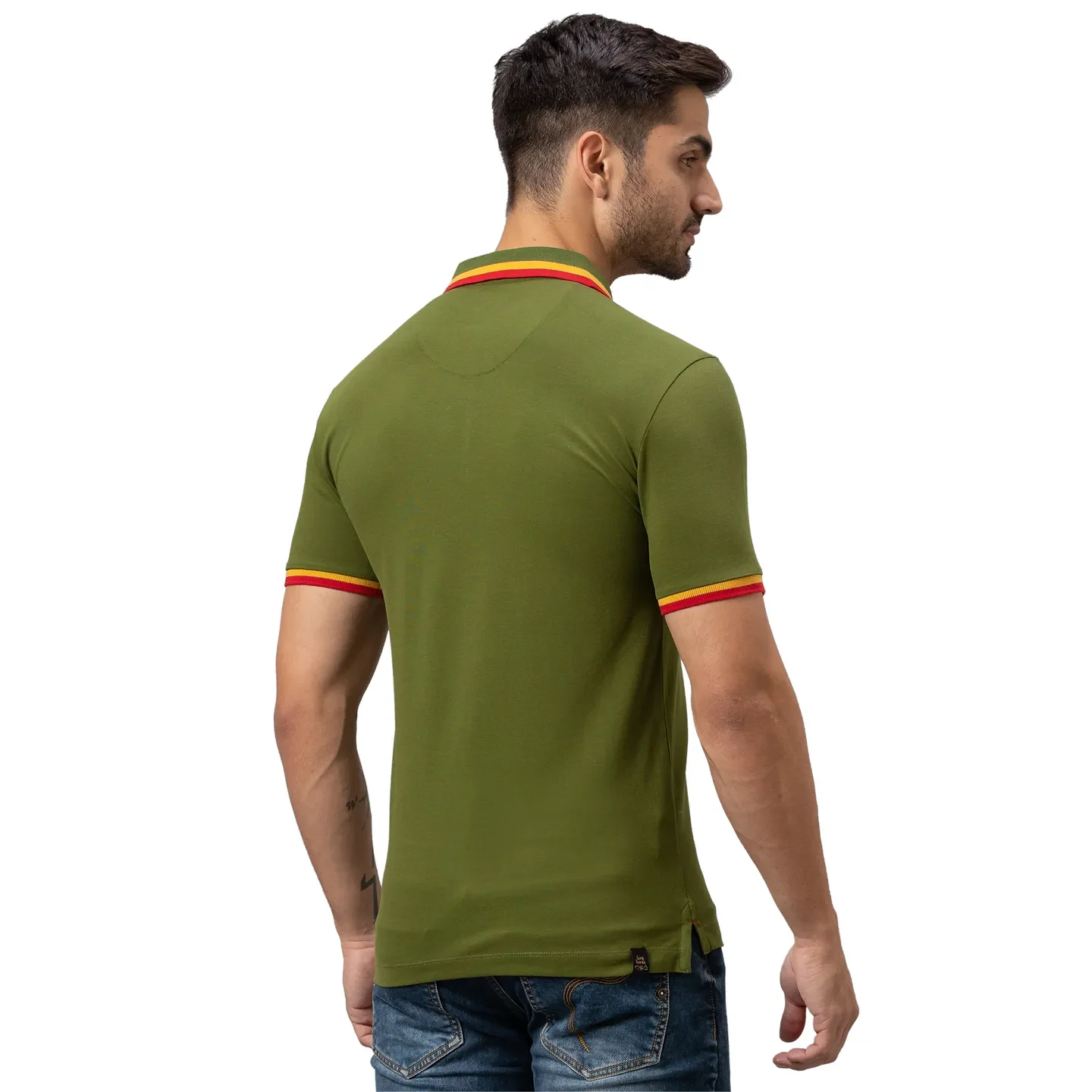 Green Regular Fit Men's Polo T-shirt by Being Human Clothing - Image 3