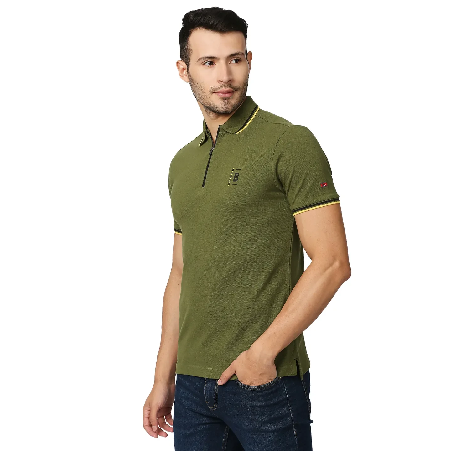 Green Regular Fit Men's Polo T-Shirt by Being Human Clothing - Image 2